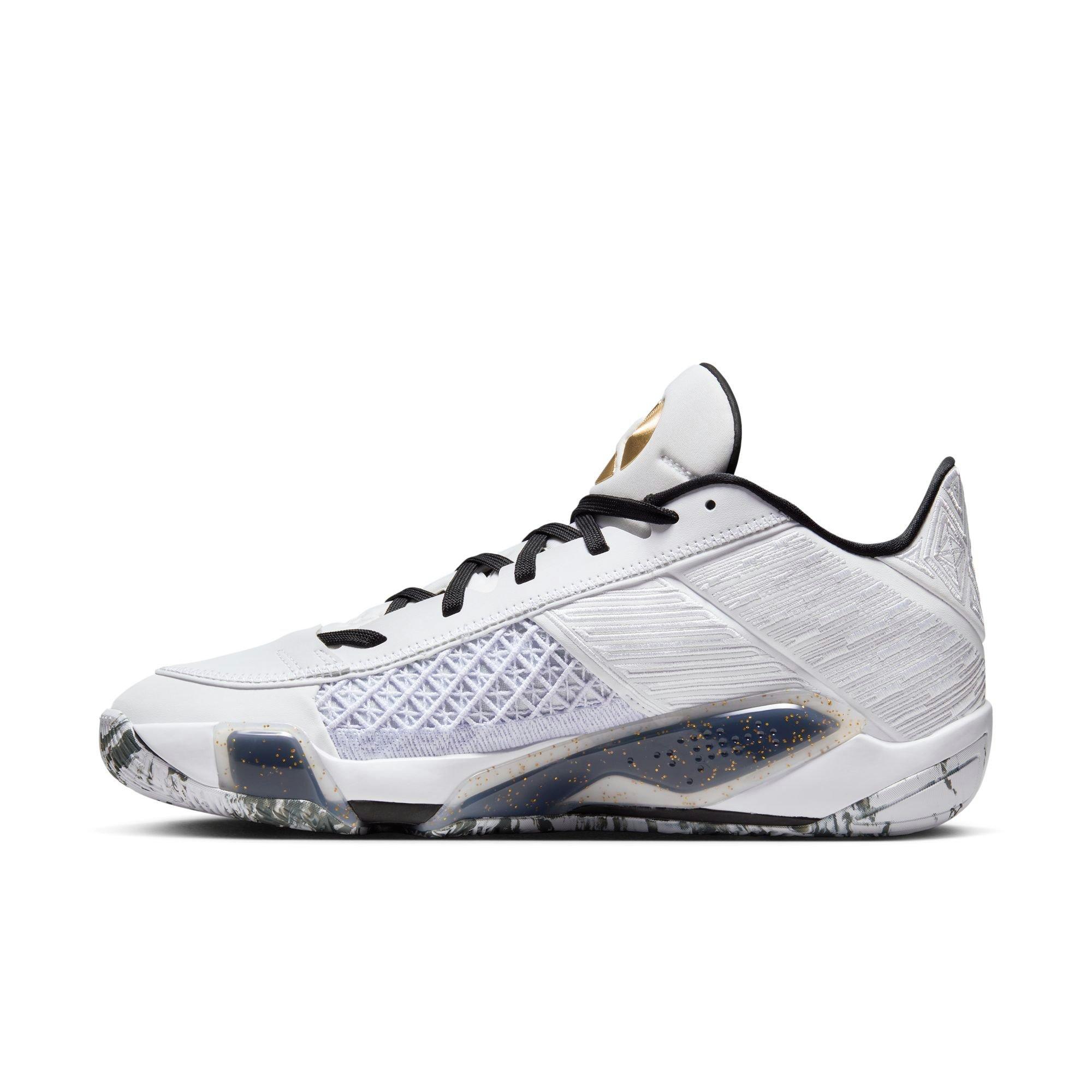 Jordan XXXVIII Low "Marble" Men's Basketball Shoe - WHITE/METALLIC GOLD/BLACK Thumbnail View 7
