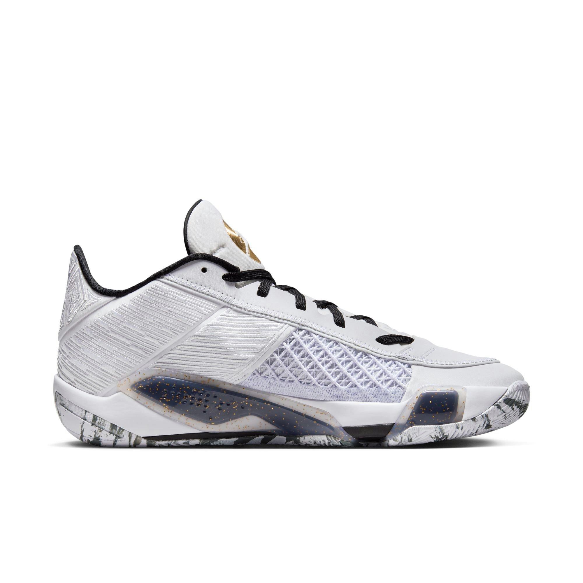 Jordan XXXVIII Low "Marble" Men's Basketball Shoe - WHITE/METALLIC GOLD/BLACK Thumbnail View 2