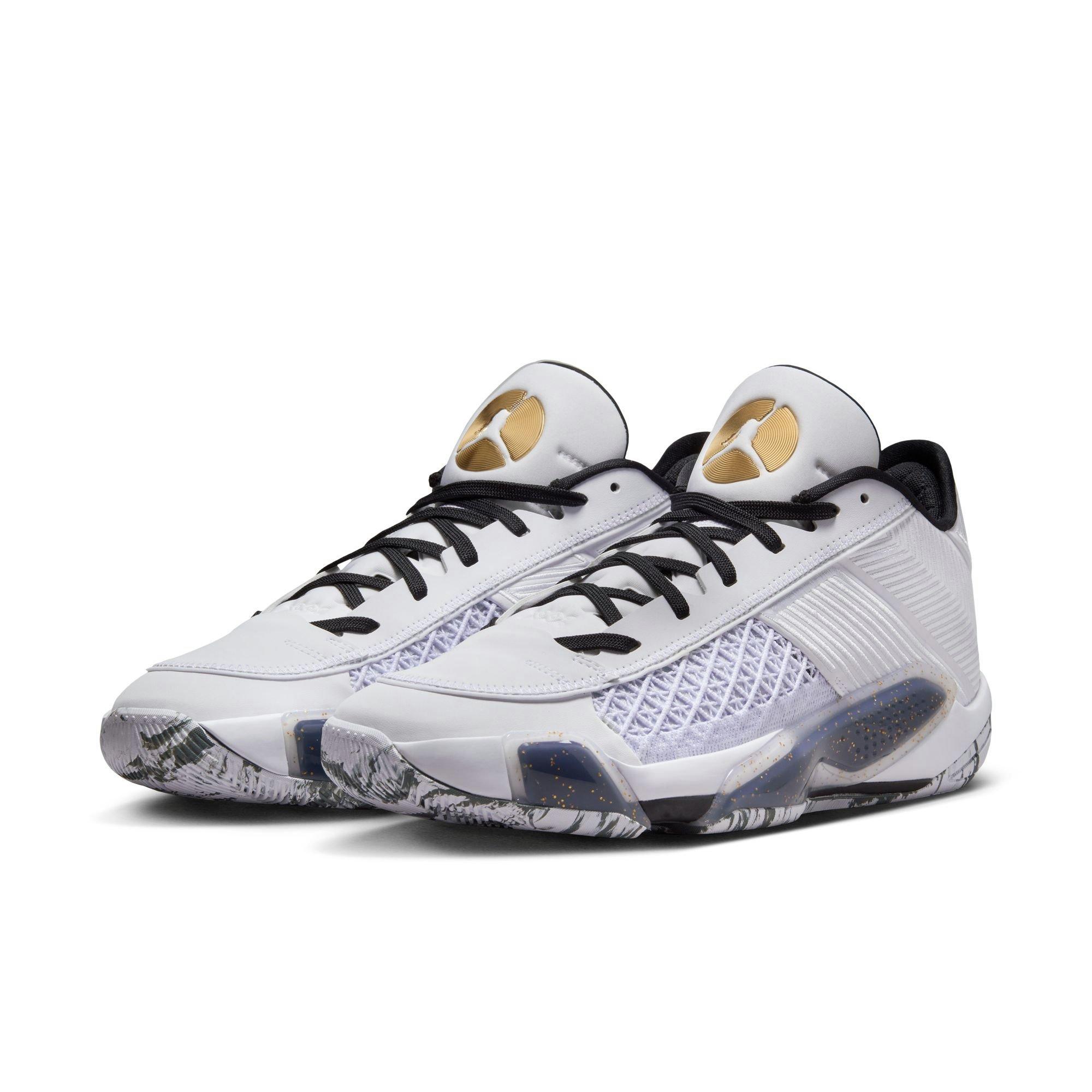 Jordan XXXVIII Low "Marble" Men's Basketball Shoe - WHITE/METALLIC GOLD/BLACK Thumbnail View 3