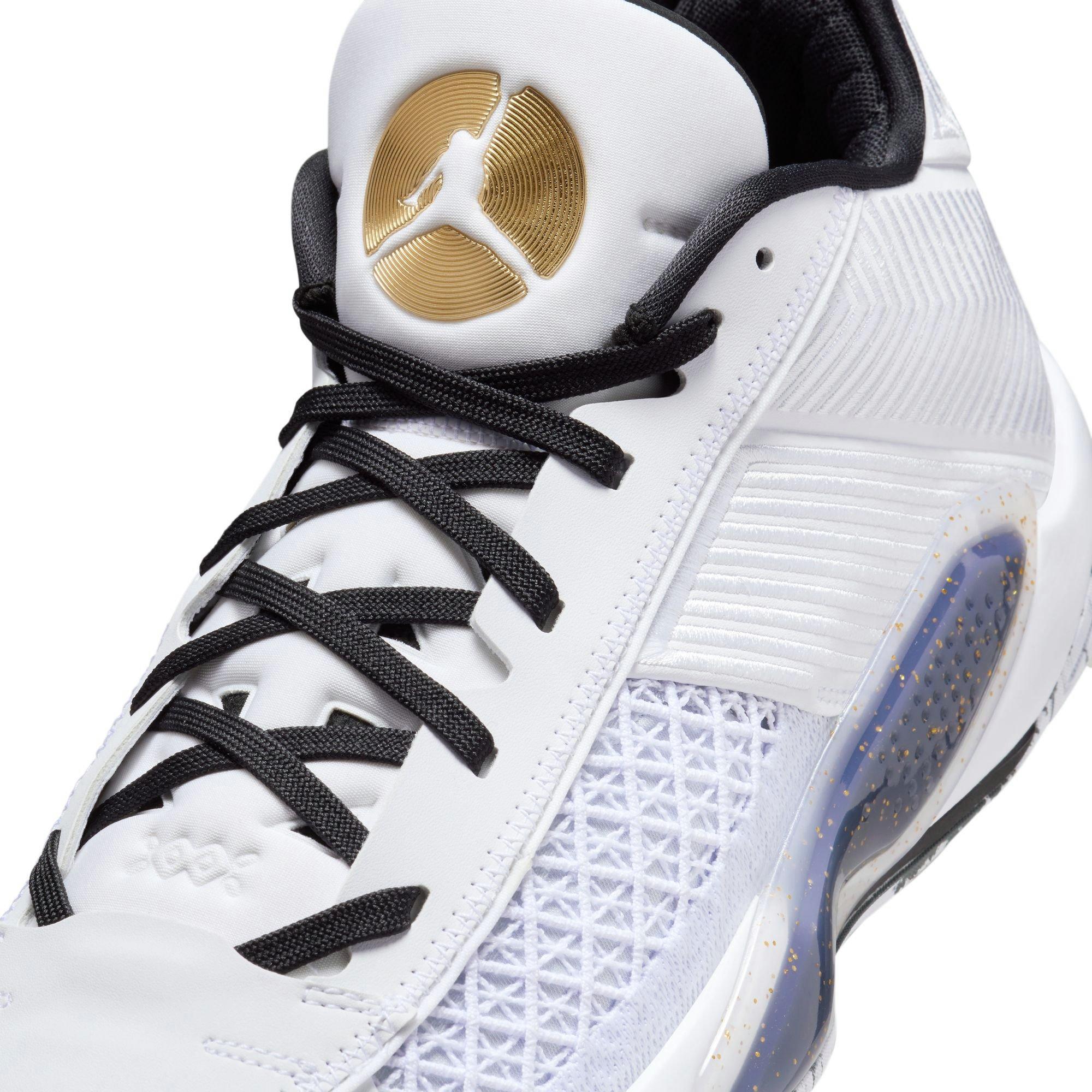 Jordan XXXVIII Low "Marble" Men's Basketball Shoe - WHITE/METALLIC GOLD/BLACK Thumbnail View 4