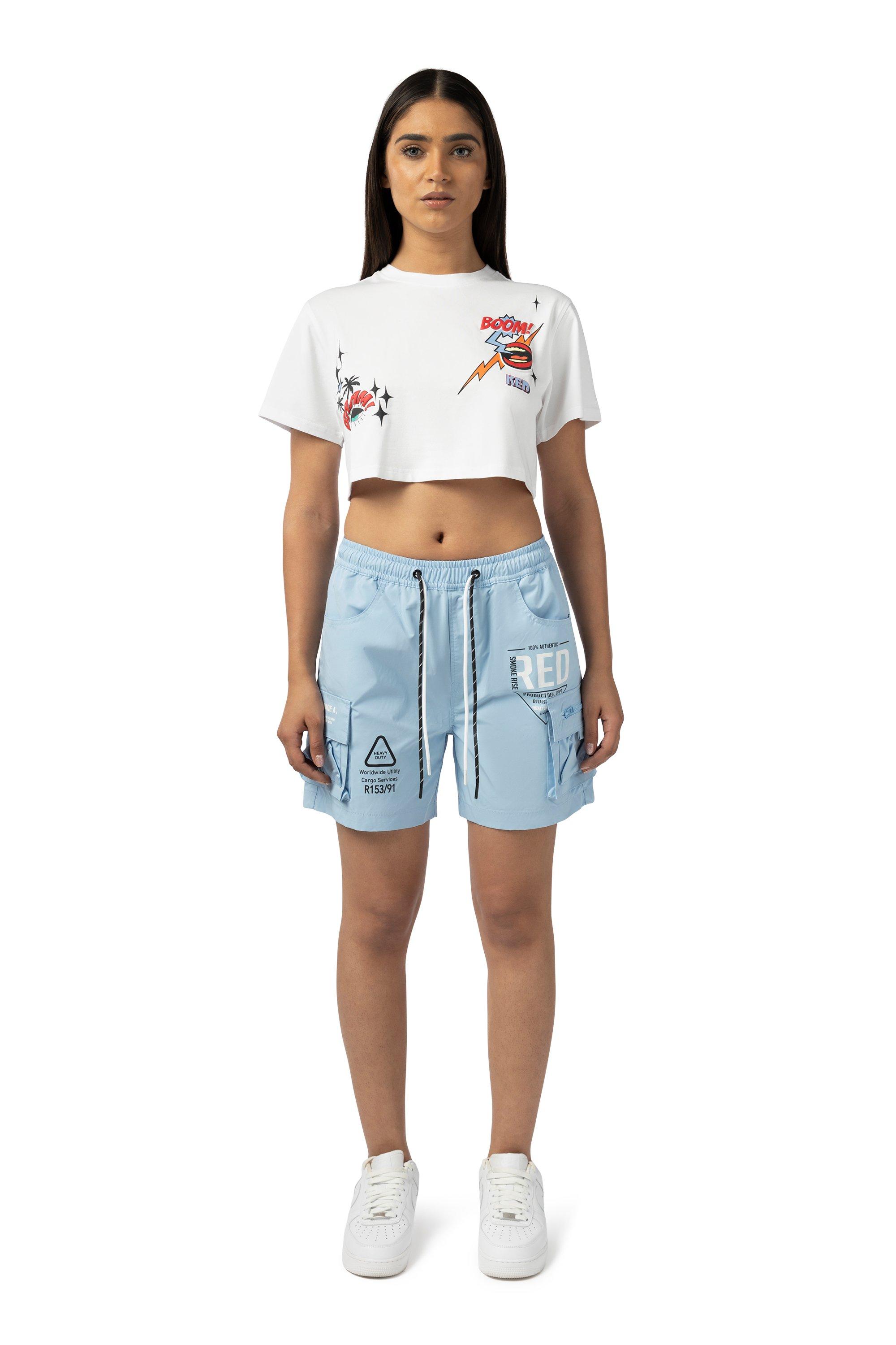 Smoke Rise Women's Boom Graphic Crop Tee - White - WHITE Thumbnail View 1