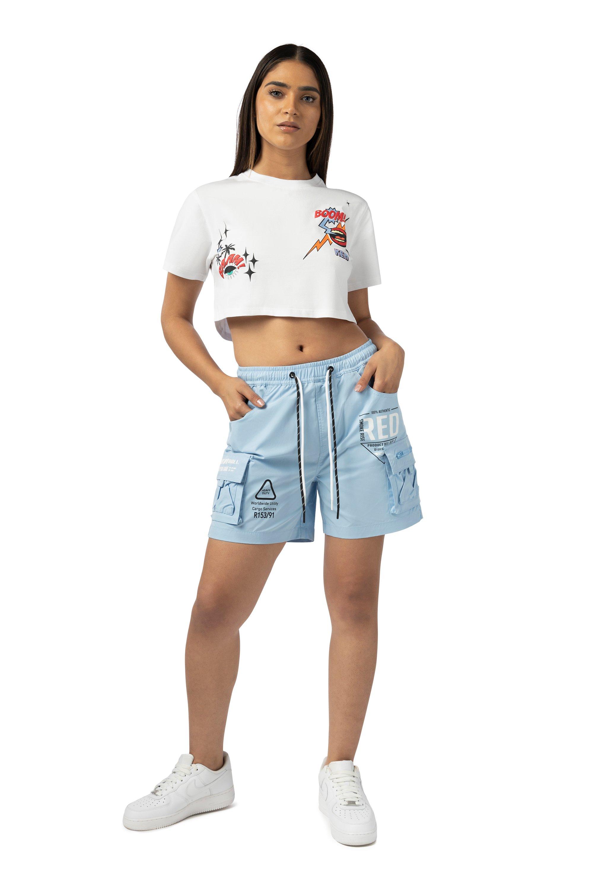 Smoke Rise Women's Boom Graphic Crop Tee - White - WHITE Thumbnail View 5