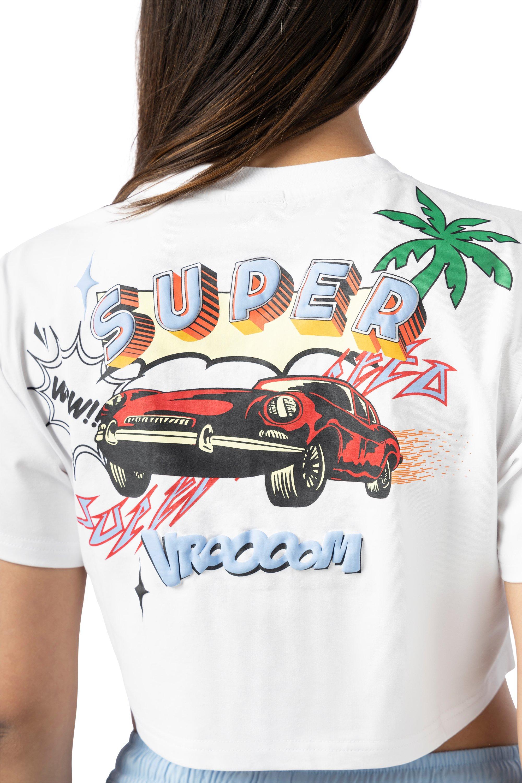 Smoke Rise Women's Boom Graphic Crop Tee - White - WHITE Thumbnail View 7