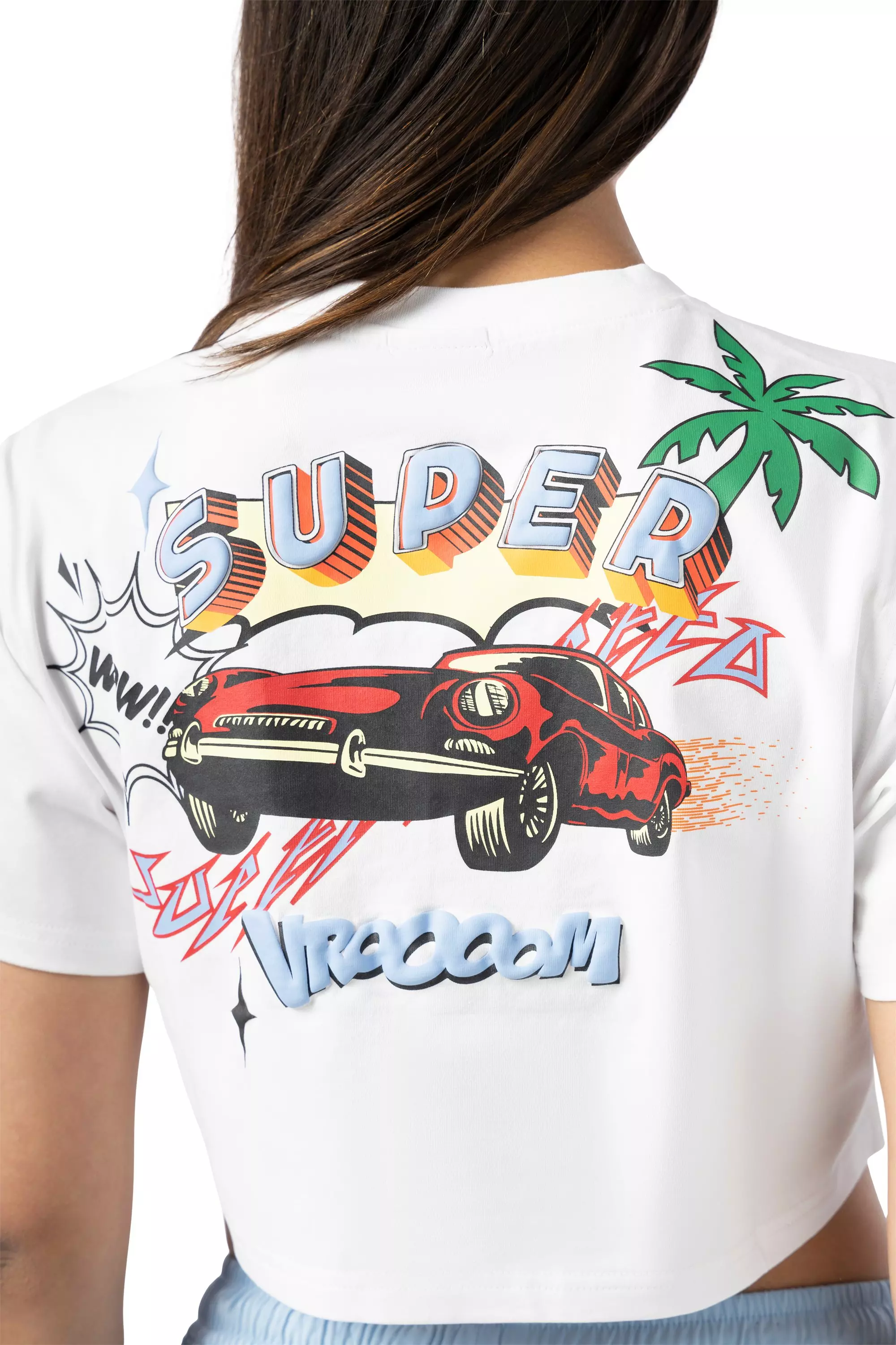 Smoke Rise Women's Boom Graphic Crop Tee - White - WHITE