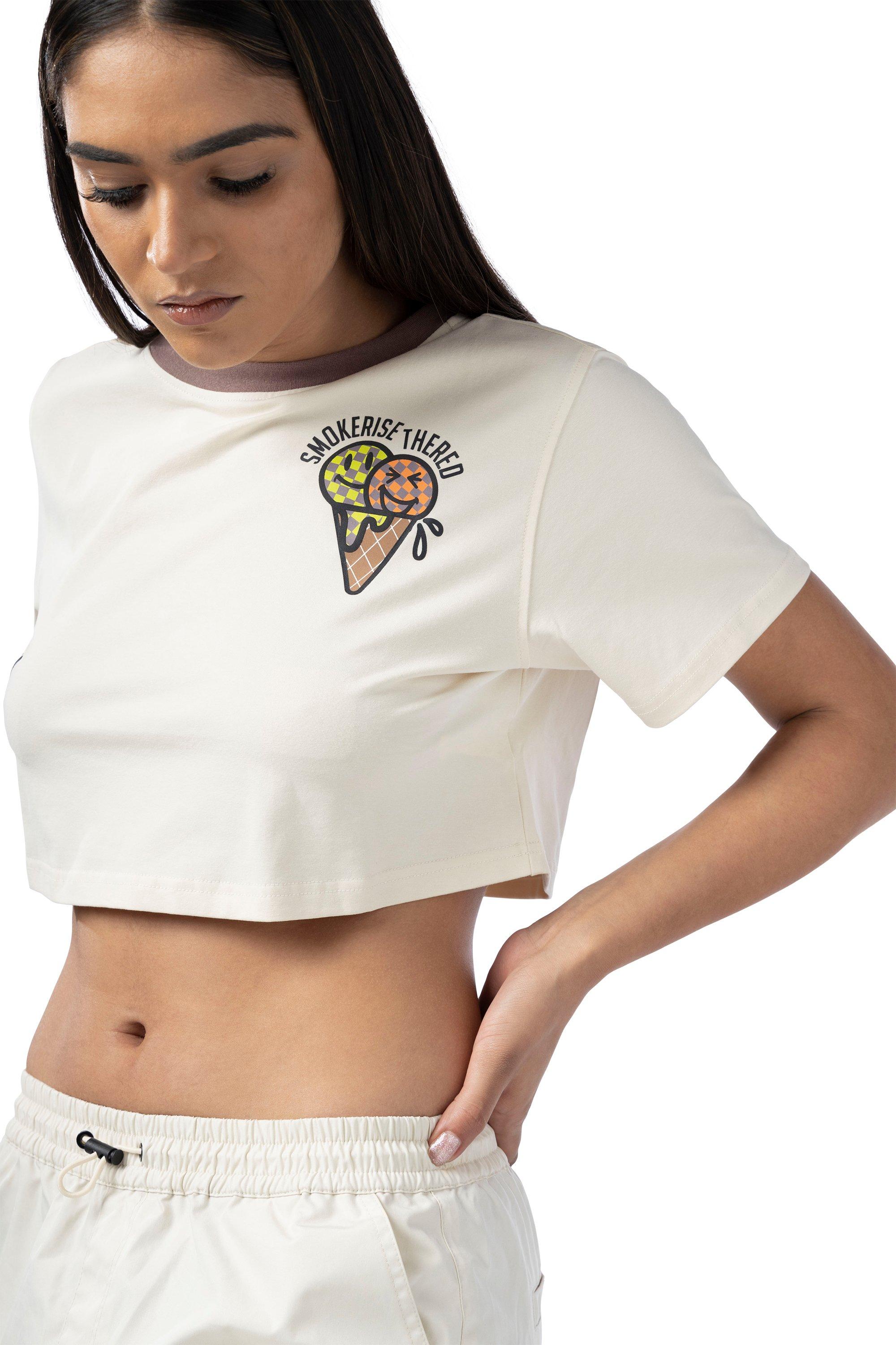 Smoke Rise Women's Good Times Graphic Crop Tee - Oatmeal - CREAM Thumbnail View 3