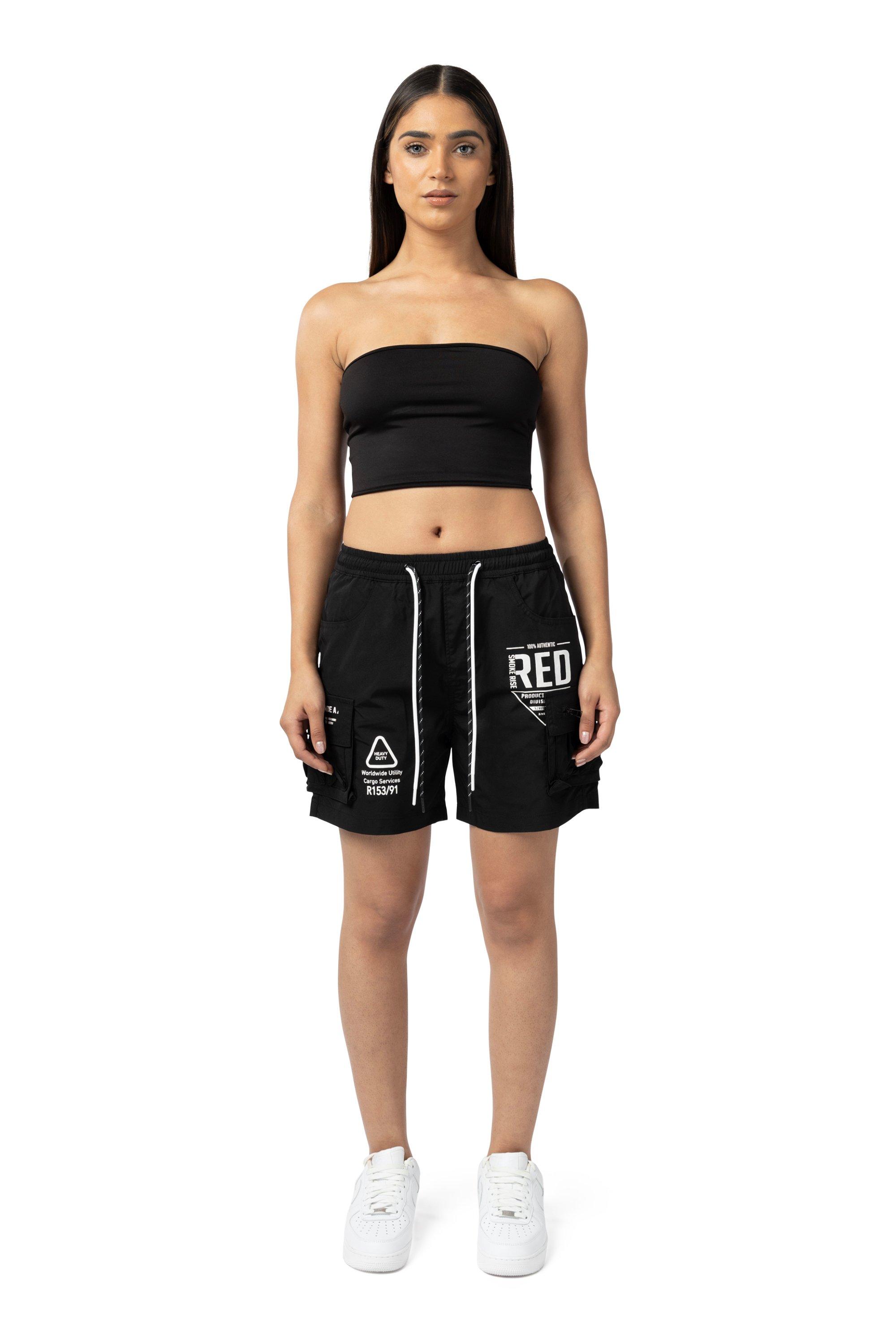 Smoke Rise Women's Woven Cargo Shorts - Black - BLACK Thumbnail View 1