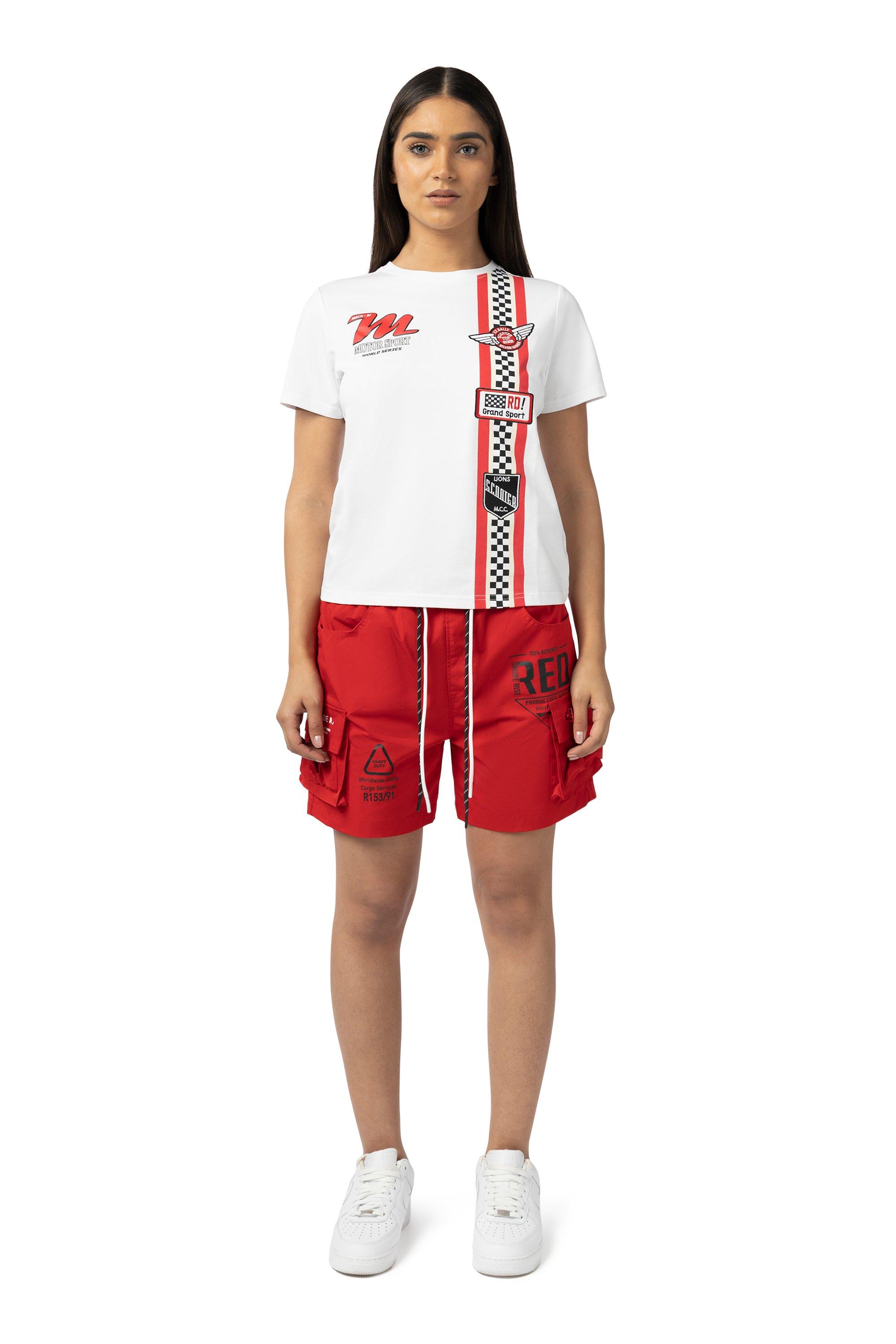 Smoke Rise Women's Woven Cargo Shorts - Red - RED Thumbnail View 1