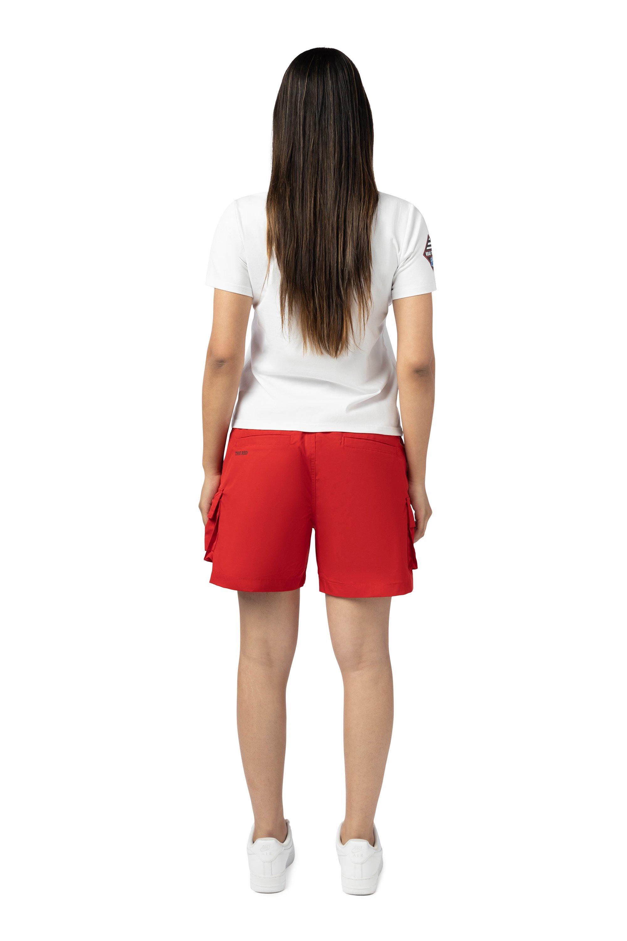 Smoke Rise Women's Woven Cargo Shorts - Red - RED Thumbnail View 2