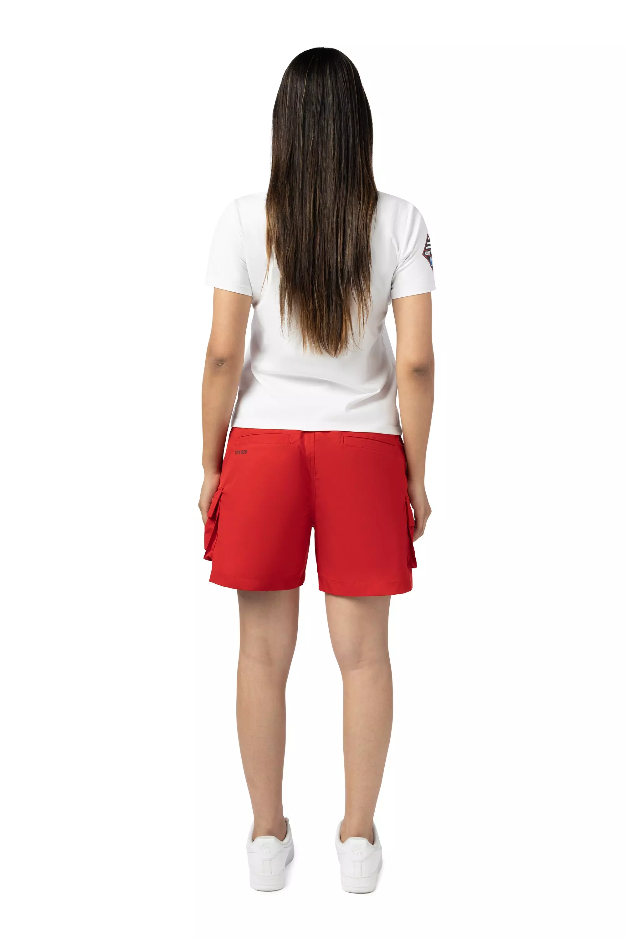 Smoke Rise Women's Woven Cargo Shorts - Red - RED