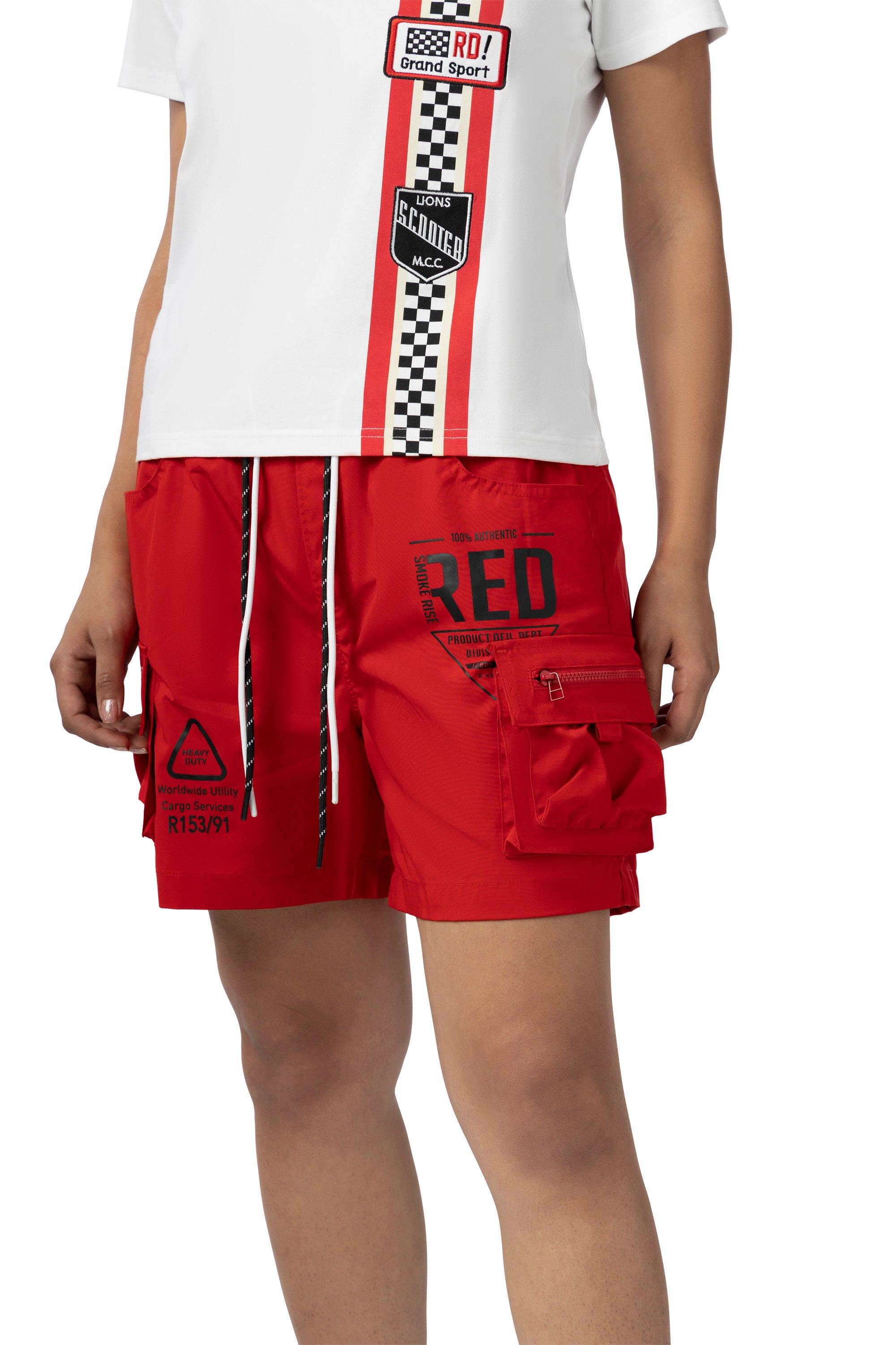 Smoke Rise Women's Woven Cargo Shorts - Red - RED Thumbnail View 4