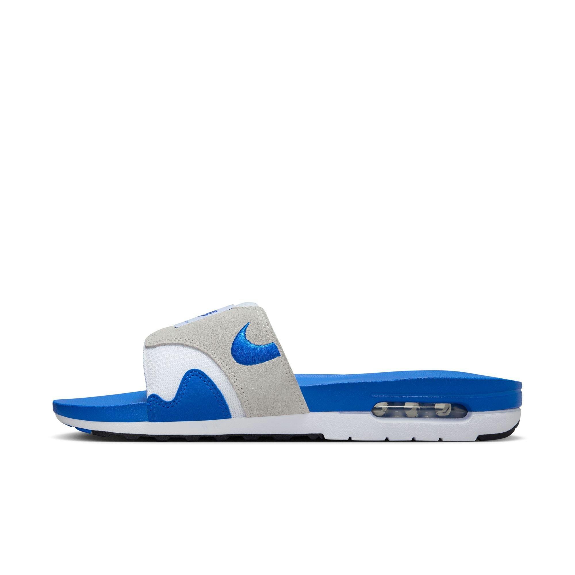 Nike Air Max 1 "White/Royal Blue/Black/Lt Neutral Grey" Men's Slide - BLUE/WHITE Thumbnail View 4