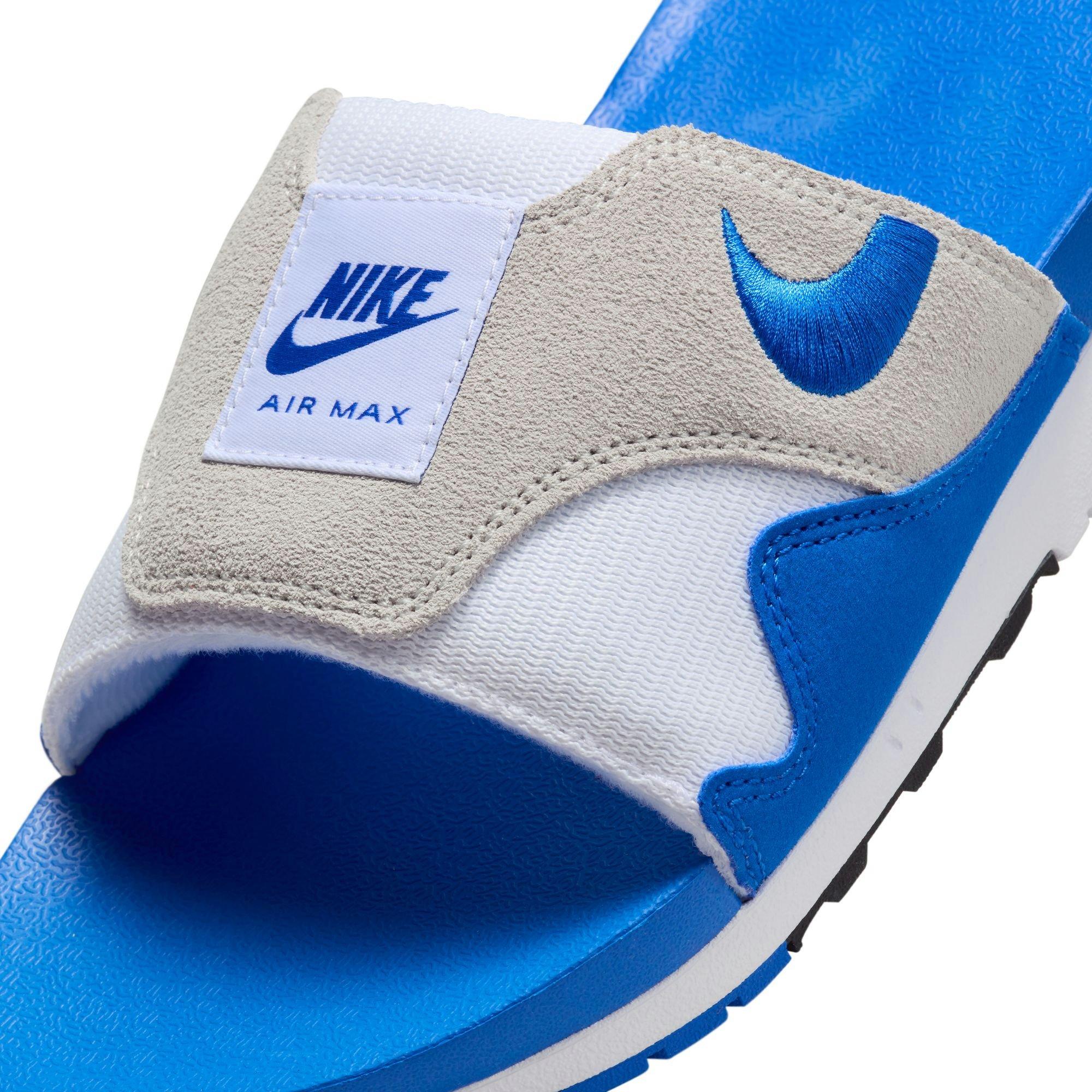 Nike Air Max 1 "White/Royal Blue/Black/Lt Neutral Grey" Men's Slide - BLUE/WHITE Thumbnail View 9
