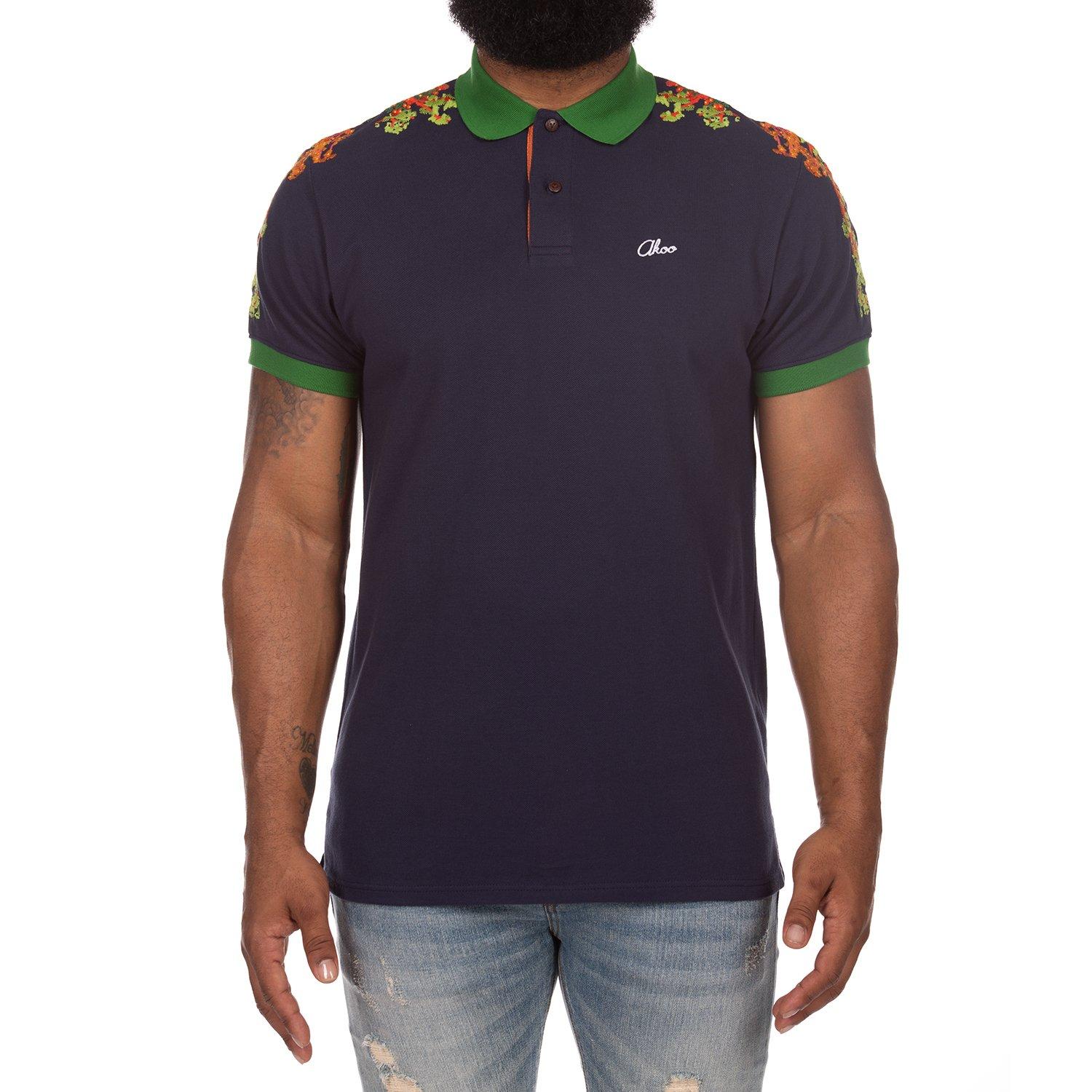 AKOO Men's Greenery Polo - Blue - NAVY Thumbnail View 1
