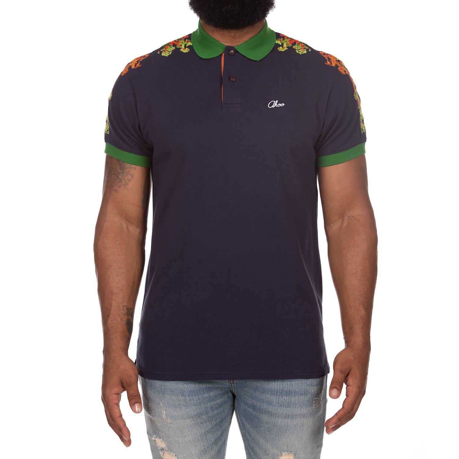 AKOO Men's Greenery Polo - Blue - NAVY