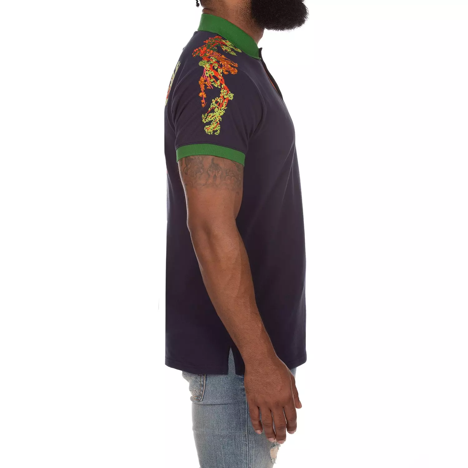 AKOO Men's Greenery Polo - Blue - NAVY