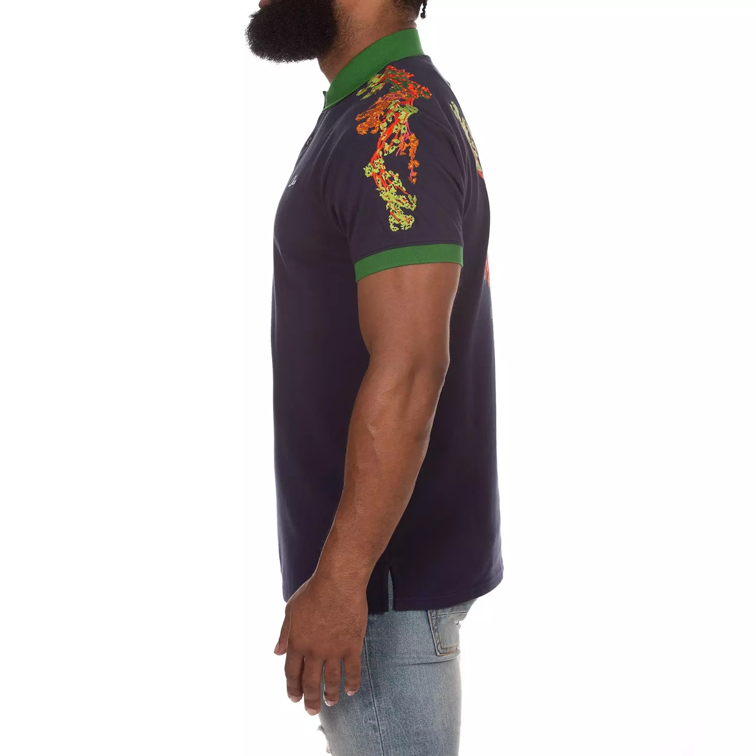 AKOO Men's Greenery Polo - Blue - NAVY