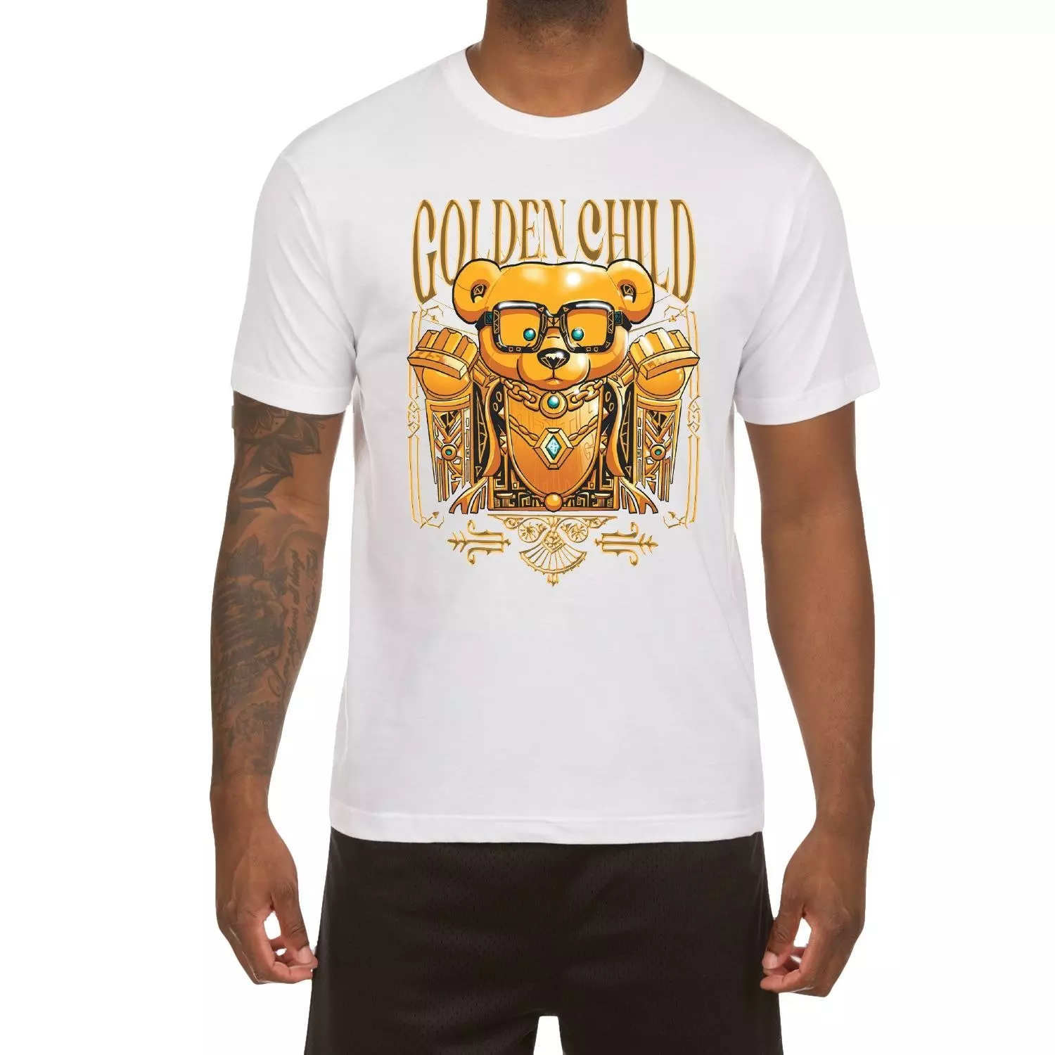 Hustle Gang Men's Golden Child Tee - White - WHITE