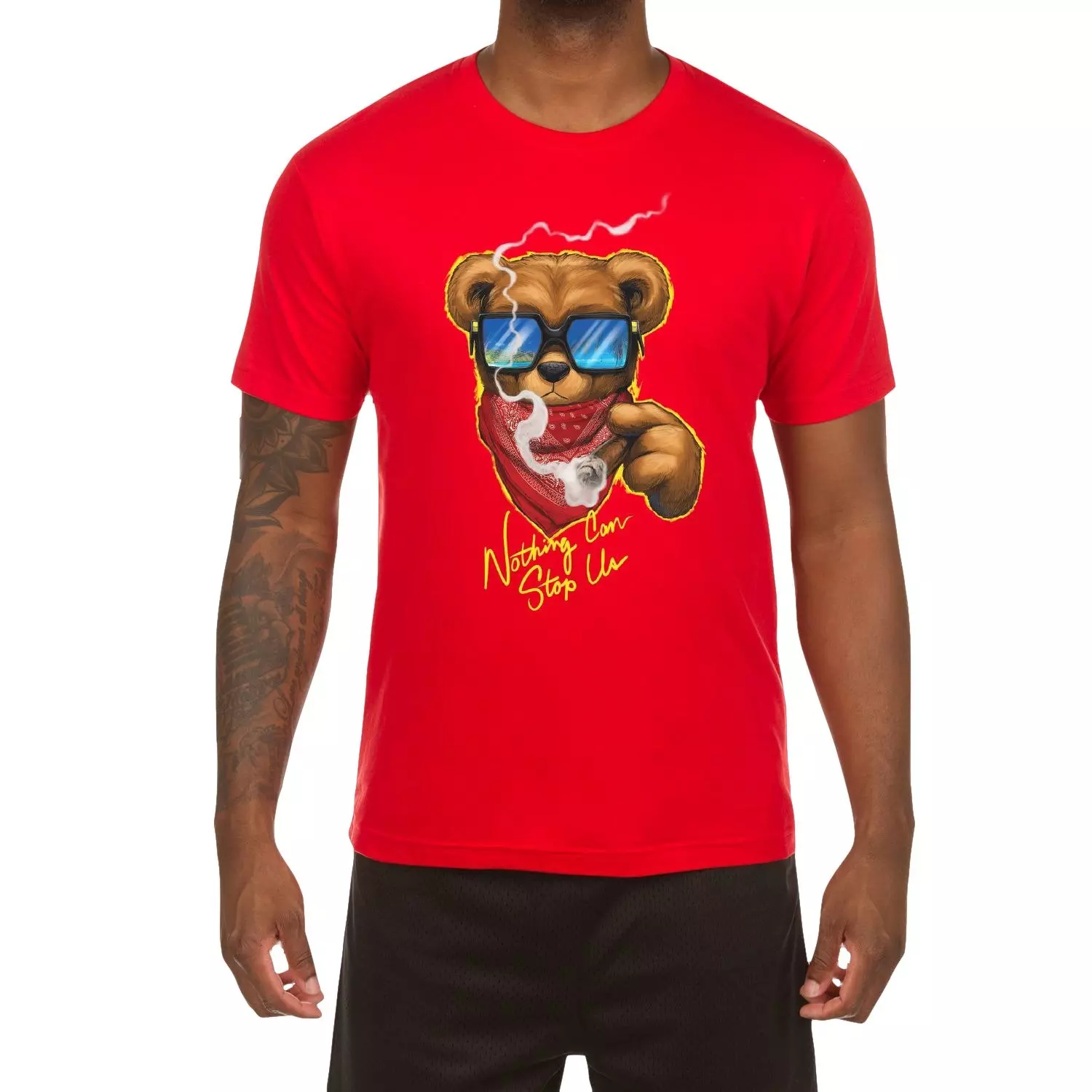 Hustle Gang Men's Bandana B Tee - Red - RED