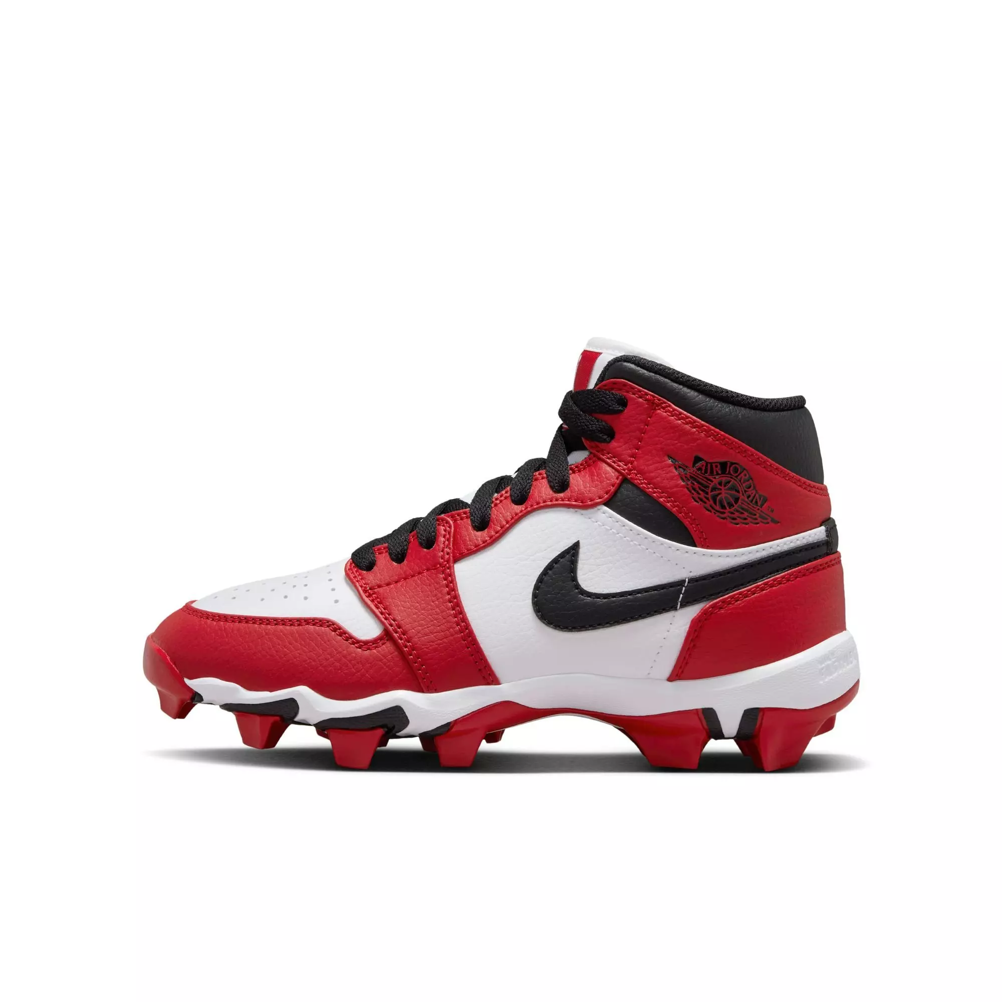 Jordan 1 Mid "White/Black/Gym Red" Grade School Boys' Multisport Cleat - WHITE/BLACK/RED