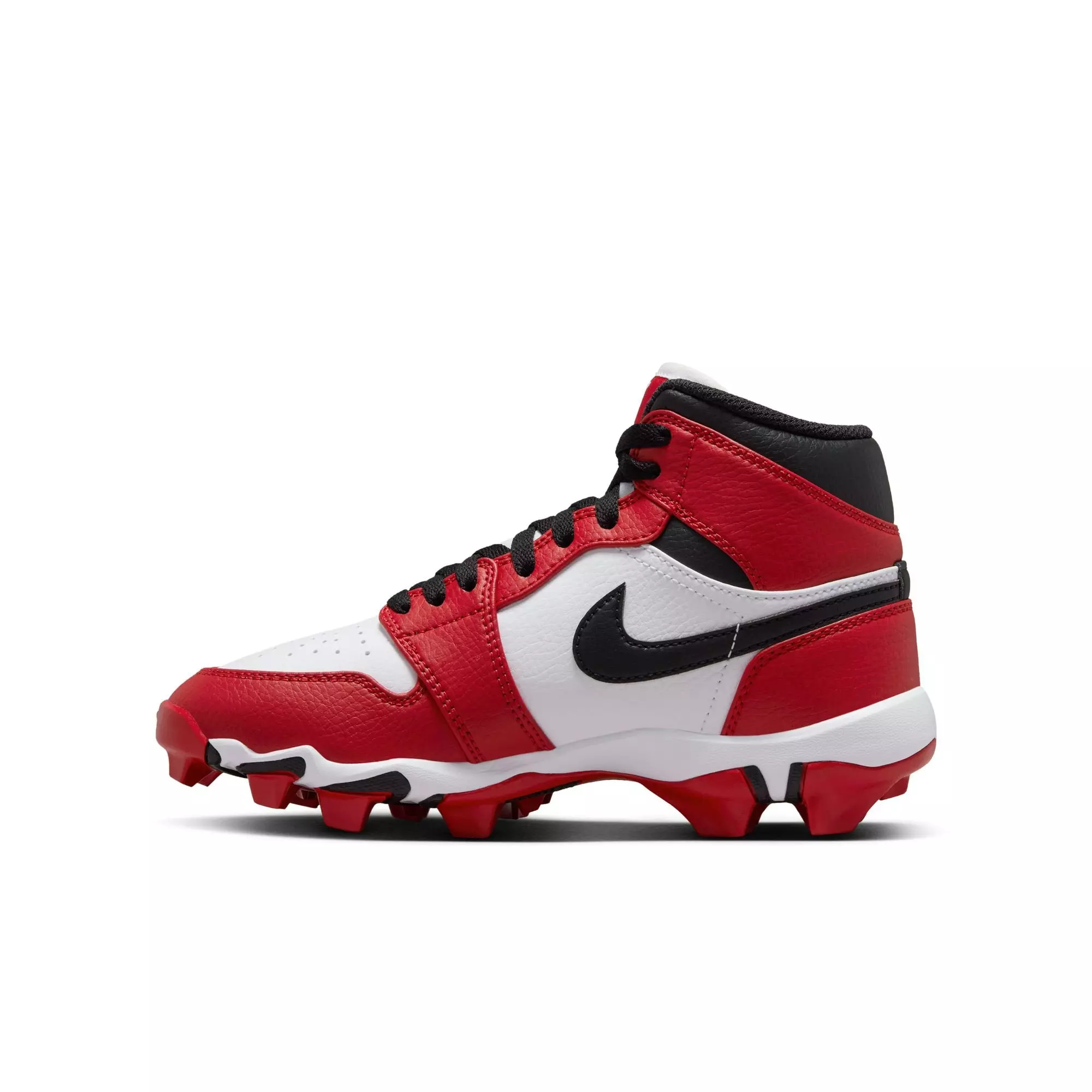 Jordan 1 Mid "White/Black/Gym Red" Grade School Boys' Multisport Cleat - WHITE/BLACK/RED