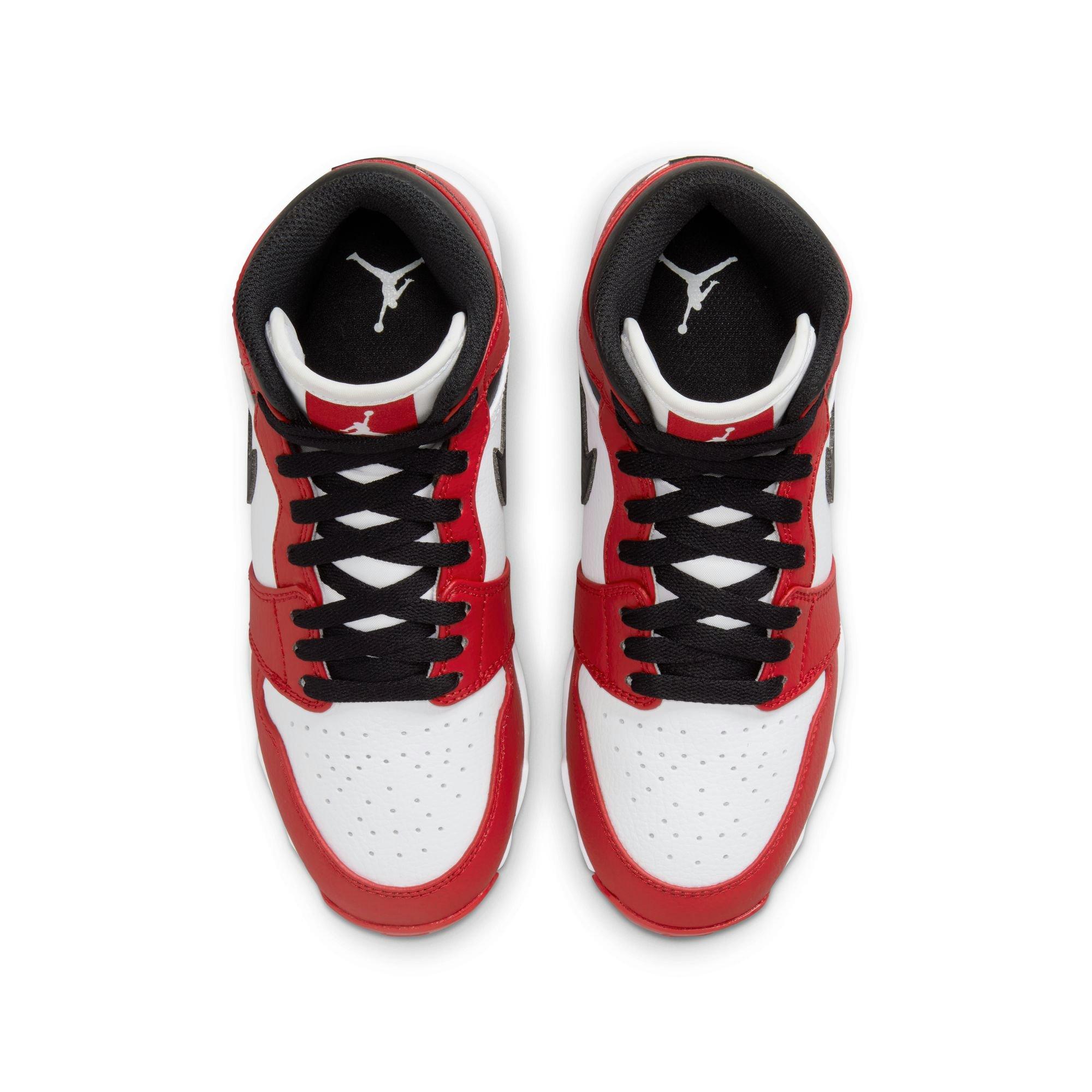 Jordan 1 Mid  Grade School Boys' "White/Black/Gym Red" Multisport Cleat