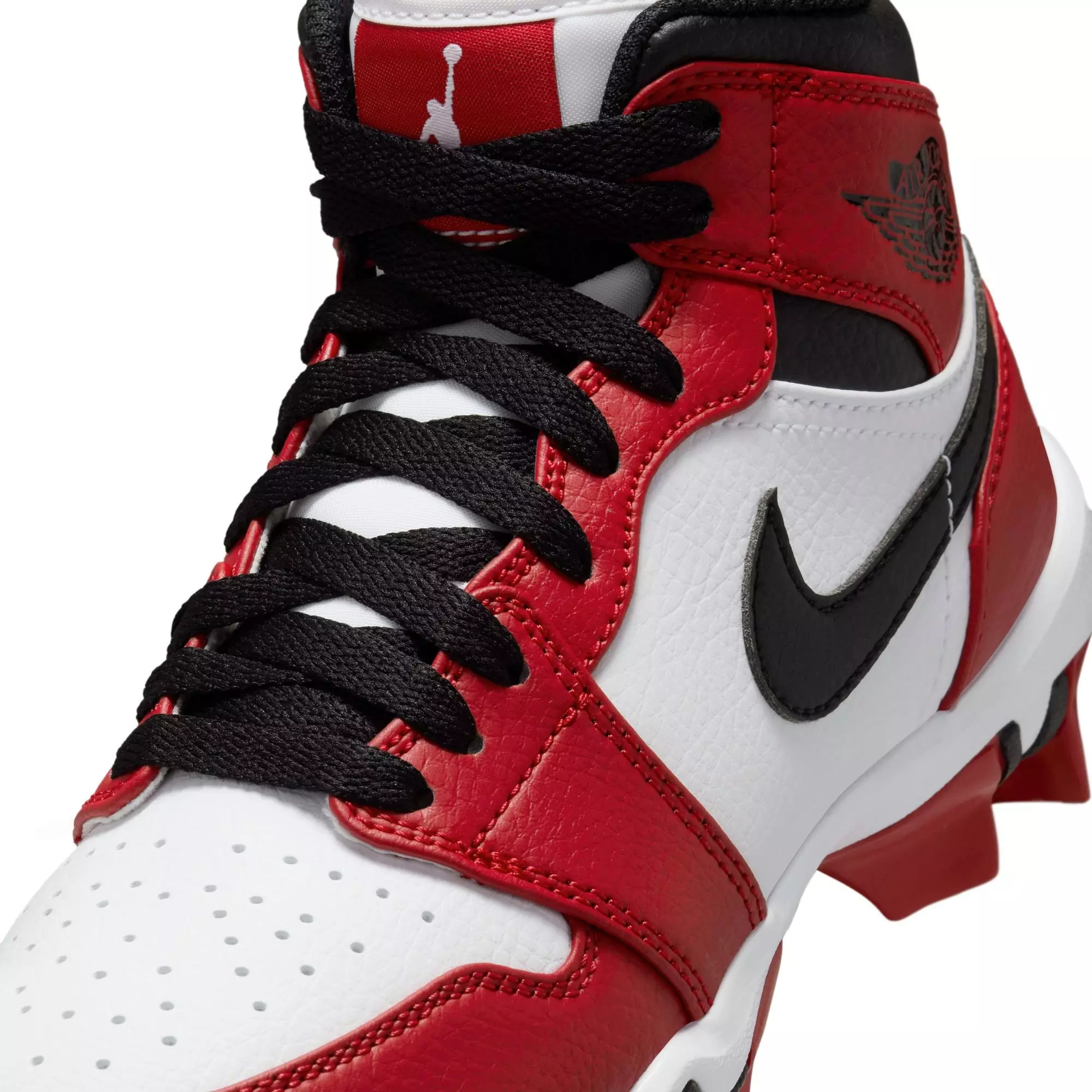 Jordan 1 Mid "White/Black/Gym Red" Grade School Boys' Multisport Cleat - WHITE/BLACK/RED