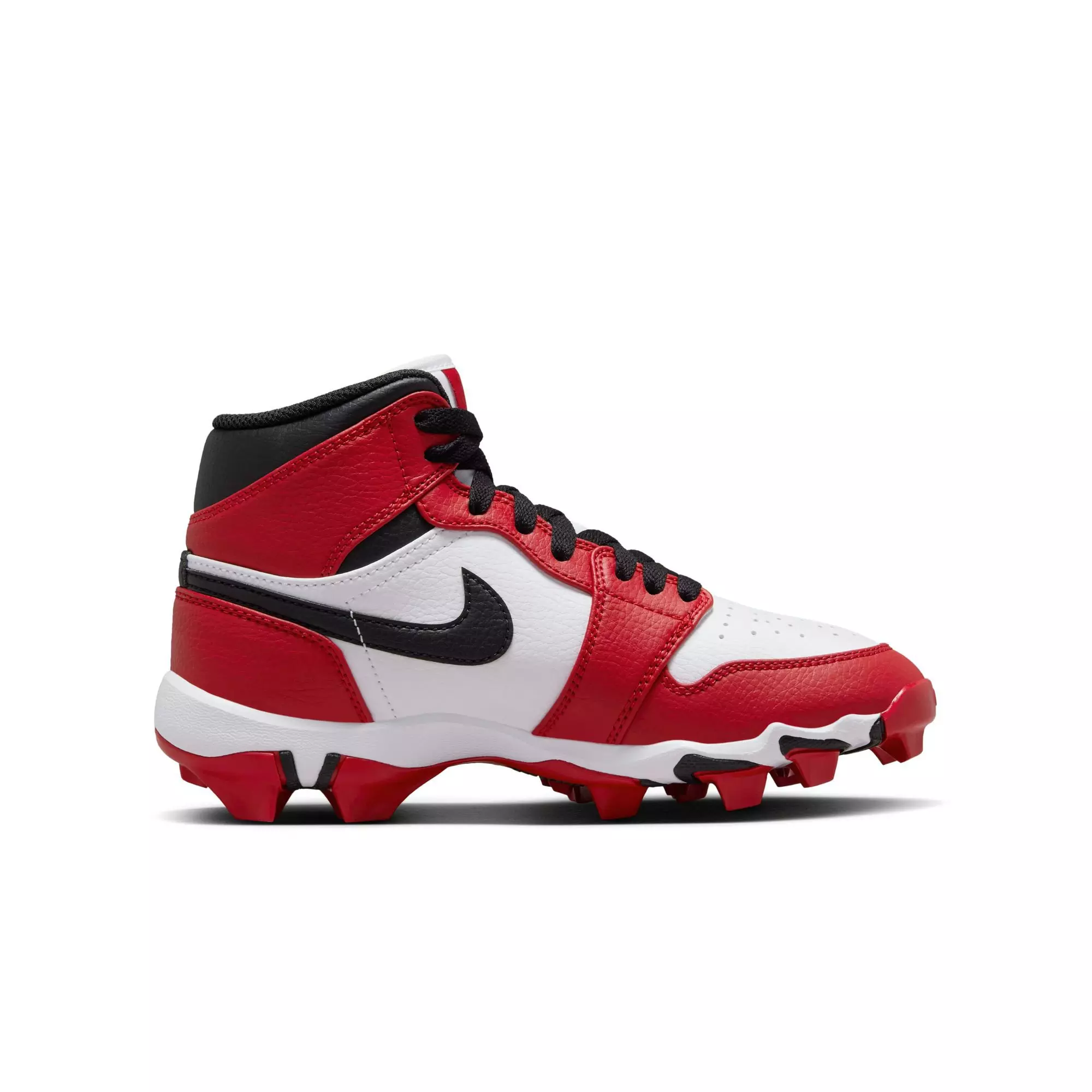 Jordan 1 Mid "White/Black/Gym Red" Grade School Boys' Multisport Cleat - WHITE/BLACK/RED