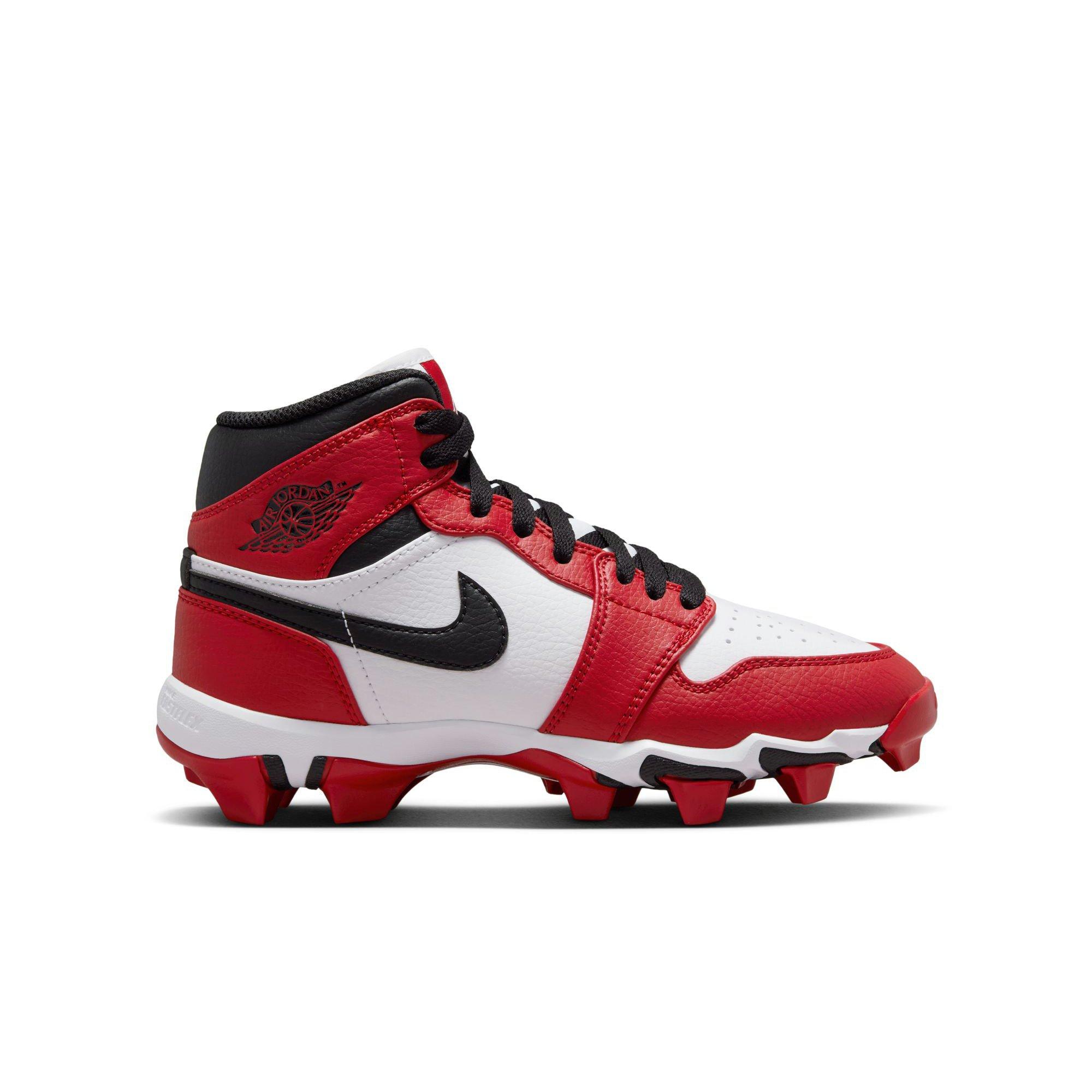 Jordan 1 Mid "White/Black/Gym Red" Grade School Boys' Multisport Cleat