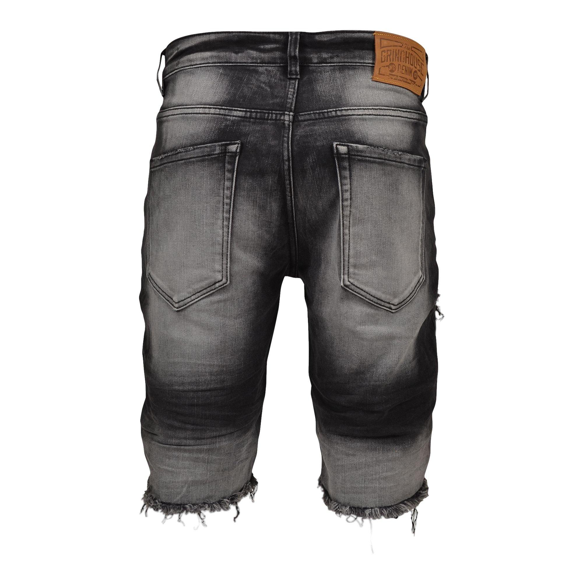 Grindhouse Men's Distressed Denim Shorts - Black - BLACK Thumbnail View 2