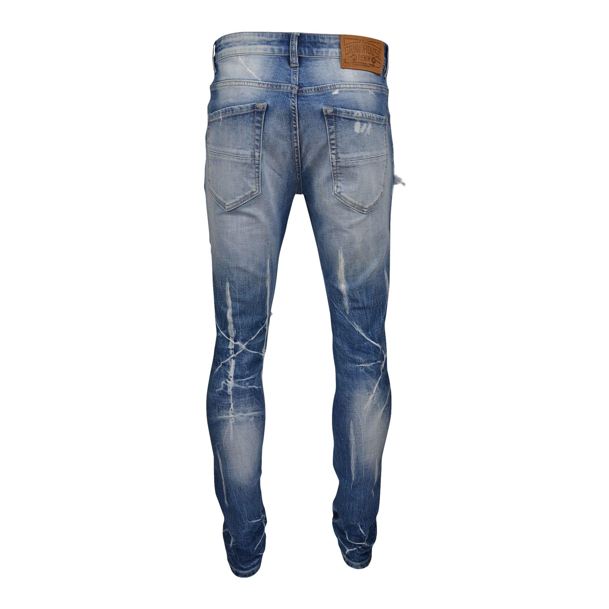 Grindhouse Blue Rip N Repair Slim Fit Denim Men's Jeans