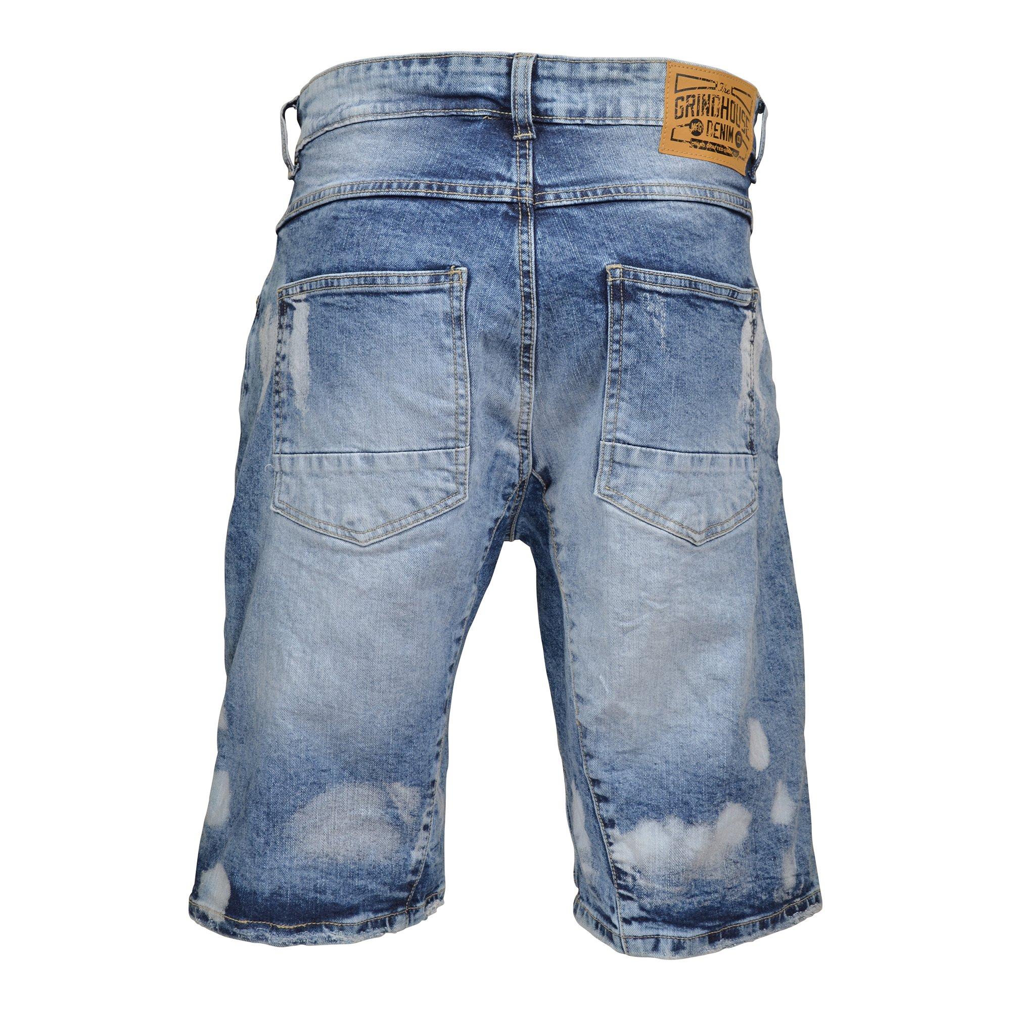 Grindhouse Blue Washed Seam Detailed Denim Men's Shorts