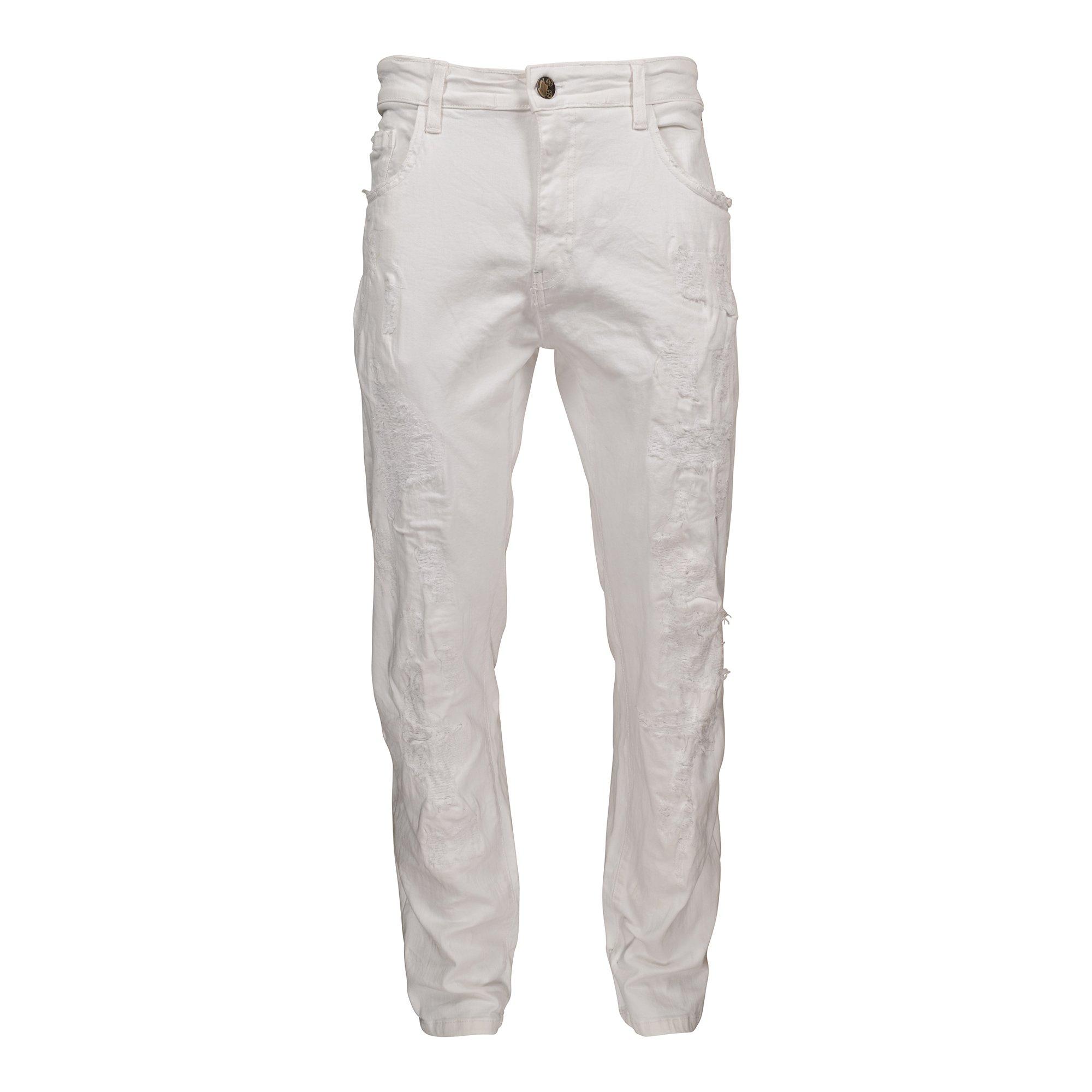 Grindhouse Men's White Rip N Repair Denim Jeans - WHITE