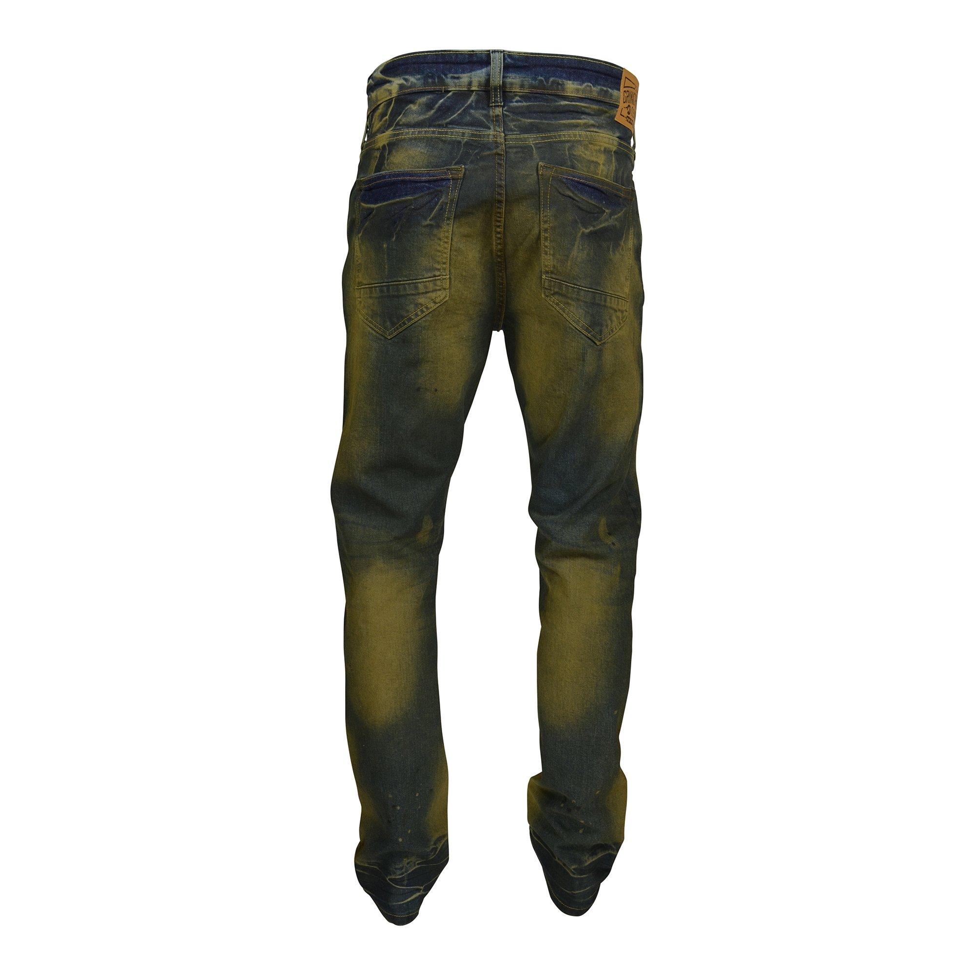 Grindhouse Blue Distressed No Hem Denim Men's Jeans