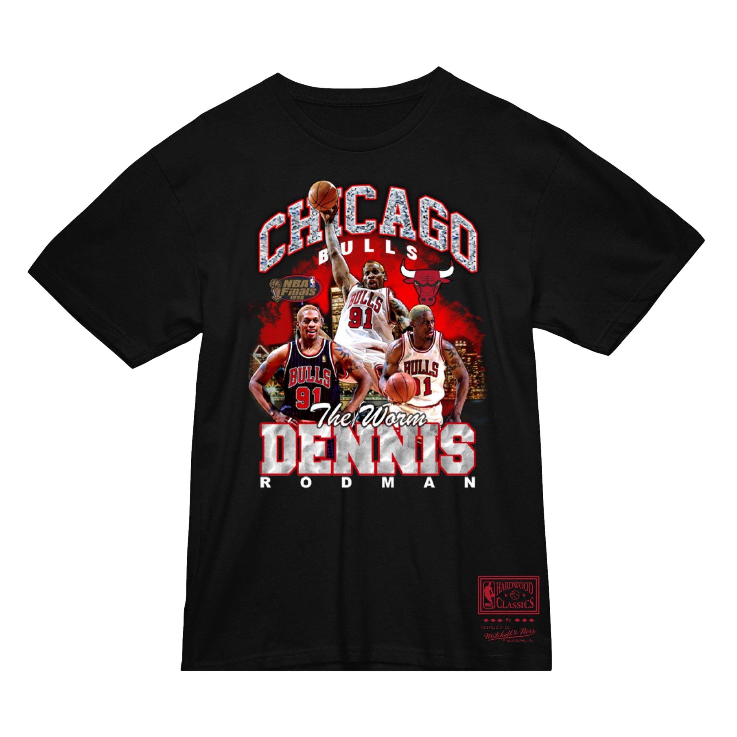 Mitchell & Ness Men's Chicago Bulls Rodman Bling Tee- Black - BLACK Thumbnail View 1