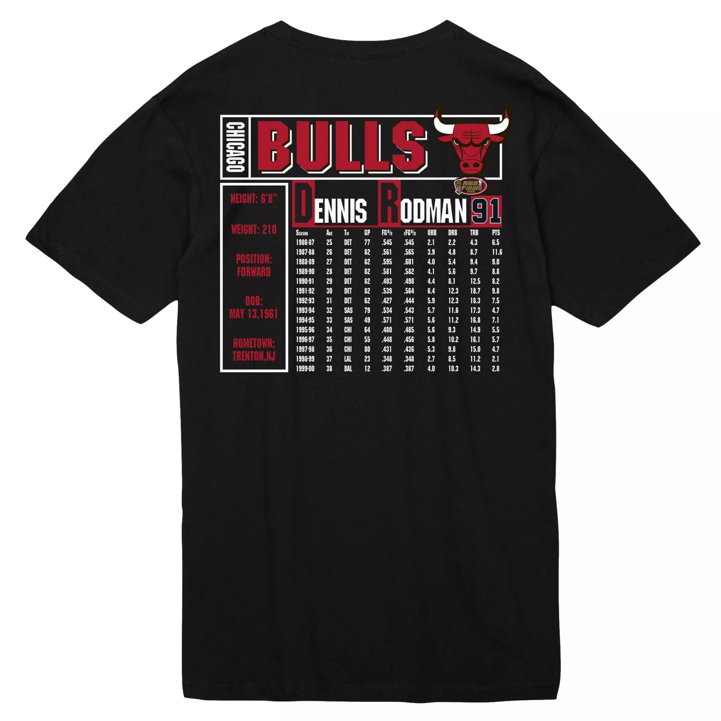 Mitchell & Ness Men's Chicago Bulls Rodman Bling Tee- Black - BLACK