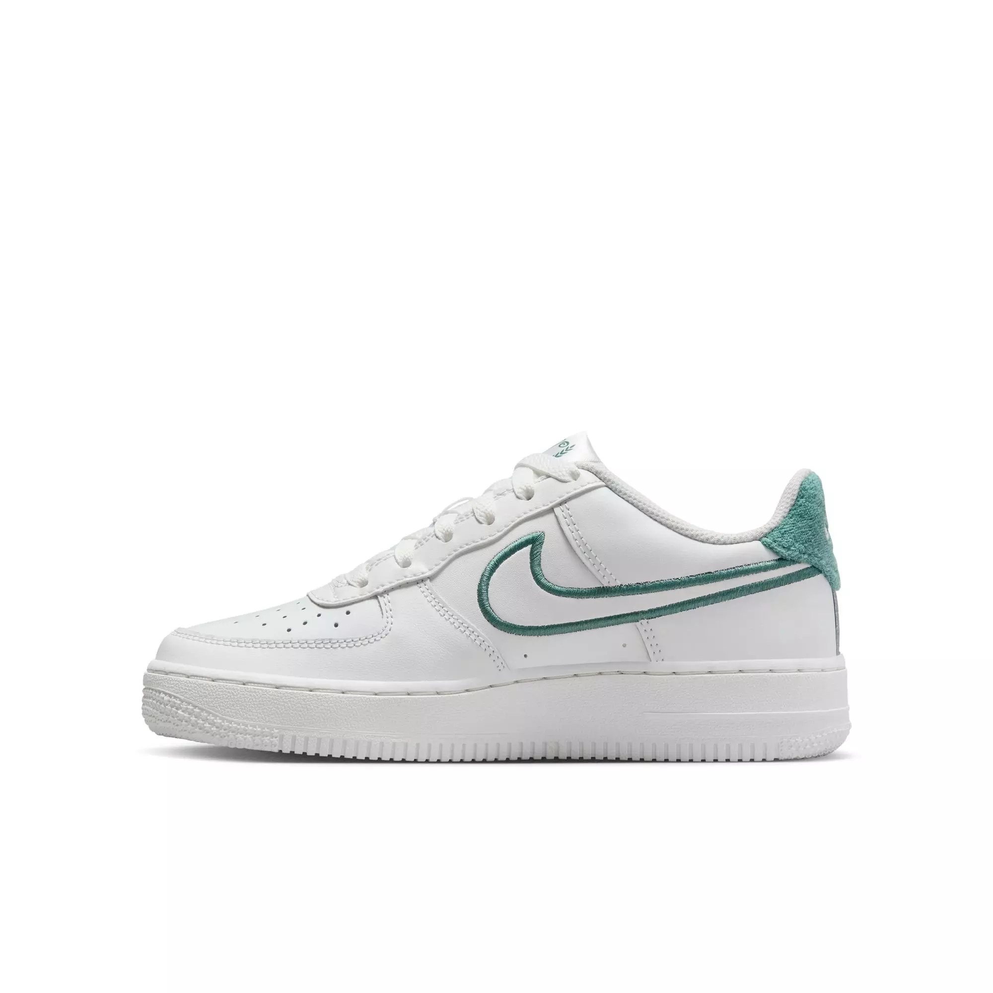 Nike Air Force 1 LV8 2 "Summit White/Bicoastal" Grade School Girls' Shoe - WHITE/GREEN