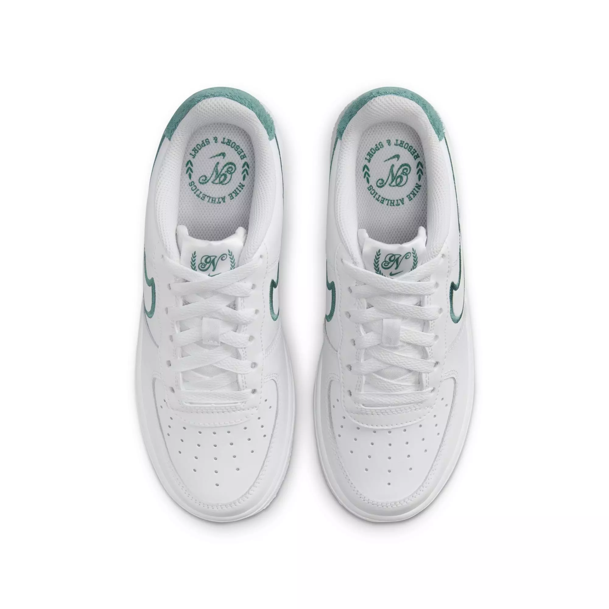 Nike Air Force 1 LV8 2 "Summit White/Bicoastal" Grade School Girls' Shoe - WHITE/GREEN