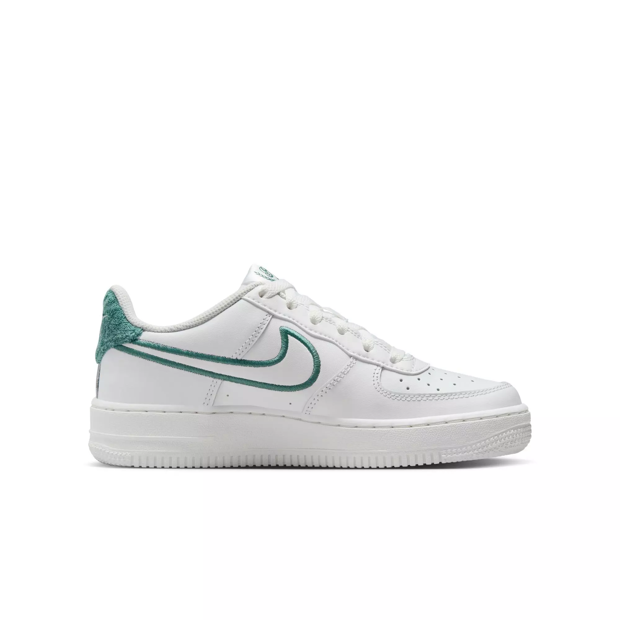 Nike Air Force 1 LV8 2 "Summit White/Bicoastal" Grade School Girls' Shoe - WHITE/GREEN