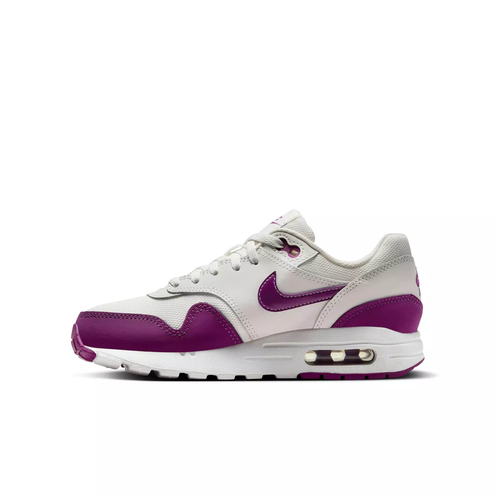 Nike Air Max 1 "Summit White/Viotech/White" Grade School Girls' Shoe - WHITE/PURPLE