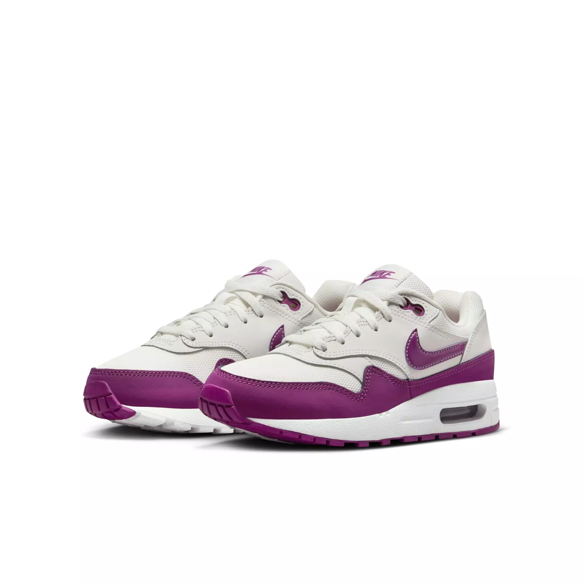 Nike Air Max 1 "Summit White/Viotech/White" Grade School Girls' Shoe - WHITE/PURPLE
