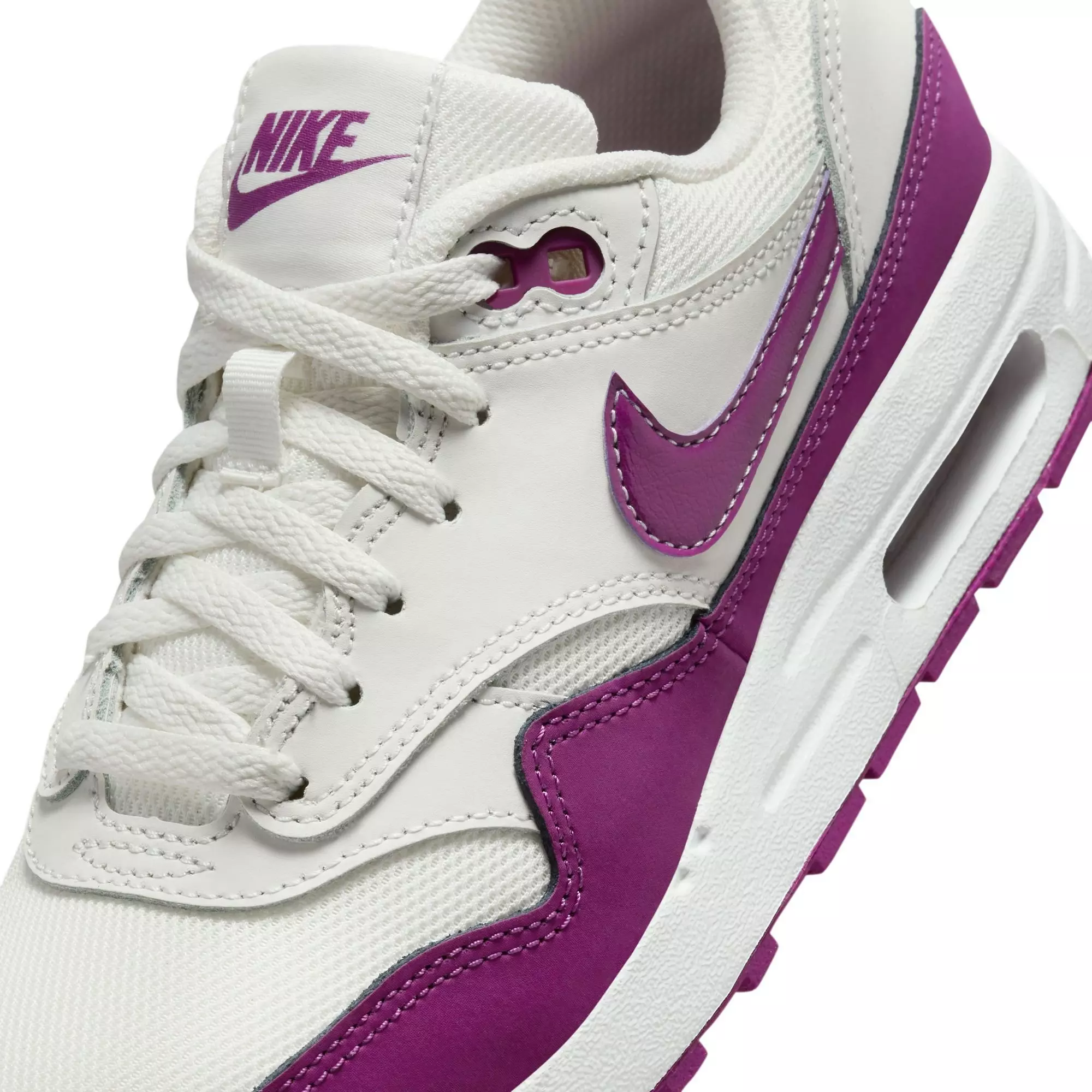 Nike Air Max 1 "Summit White/Viotech/White" Grade School Girls' Shoe - WHITE/PURPLE
