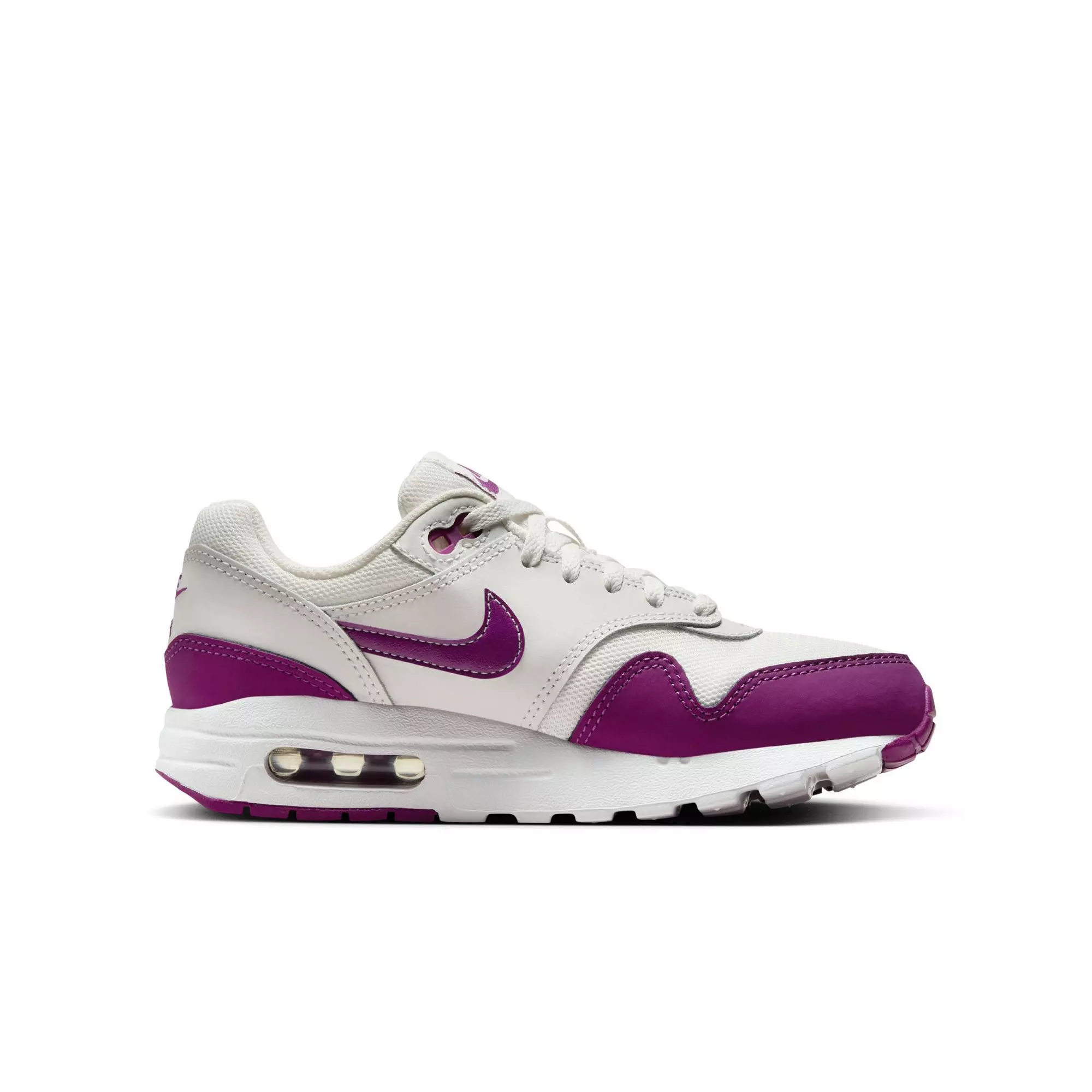 Nike Air Max 1 "Summit White/Viotech/White" Grade School Girls' Shoe - WHITE/PURPLE