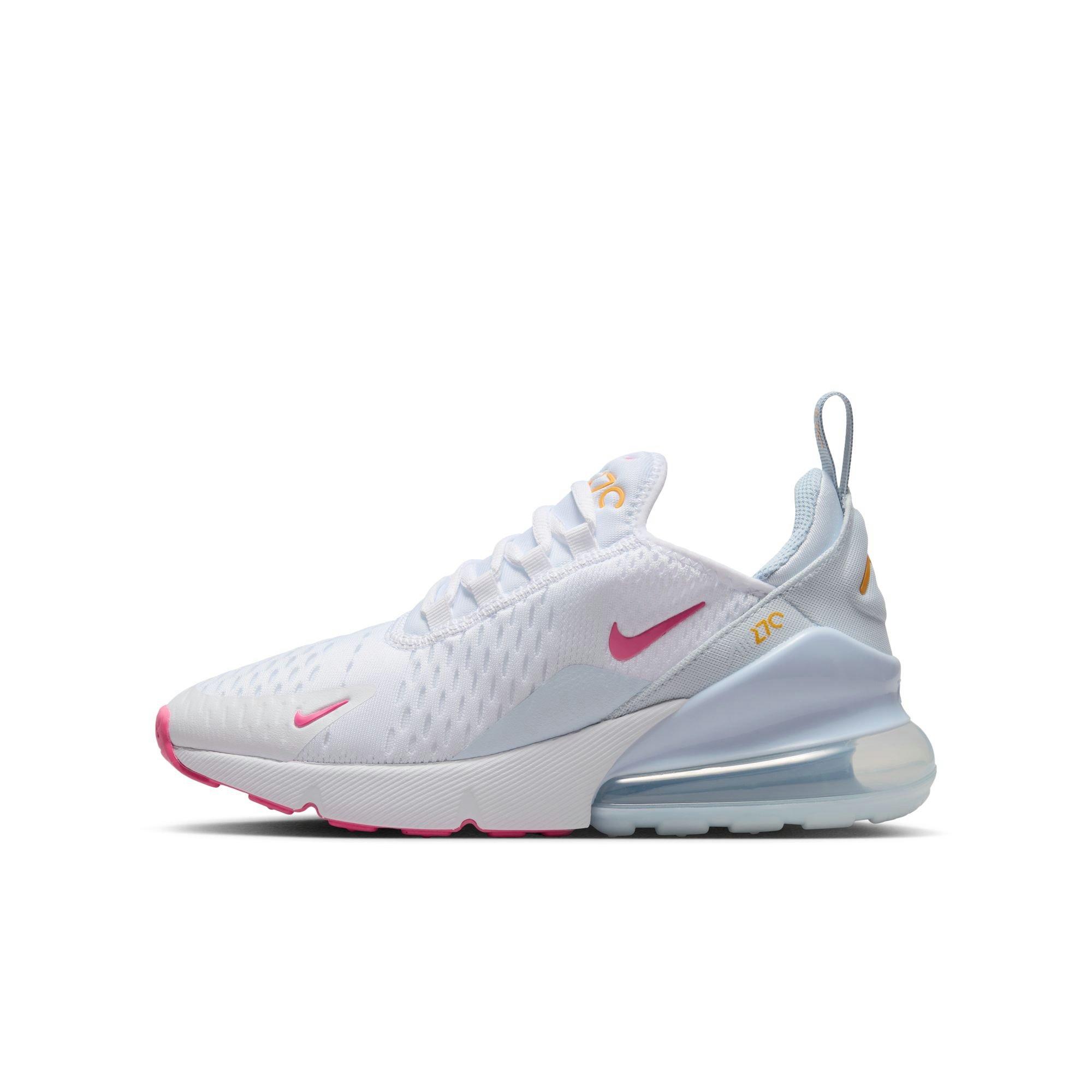 Nike Air Max 270 "White/Pinsickle/Blue Tint/Lt Armory Blue" Grade School Girls' Shoe - WHITE/BLUE Thumbnail View 3