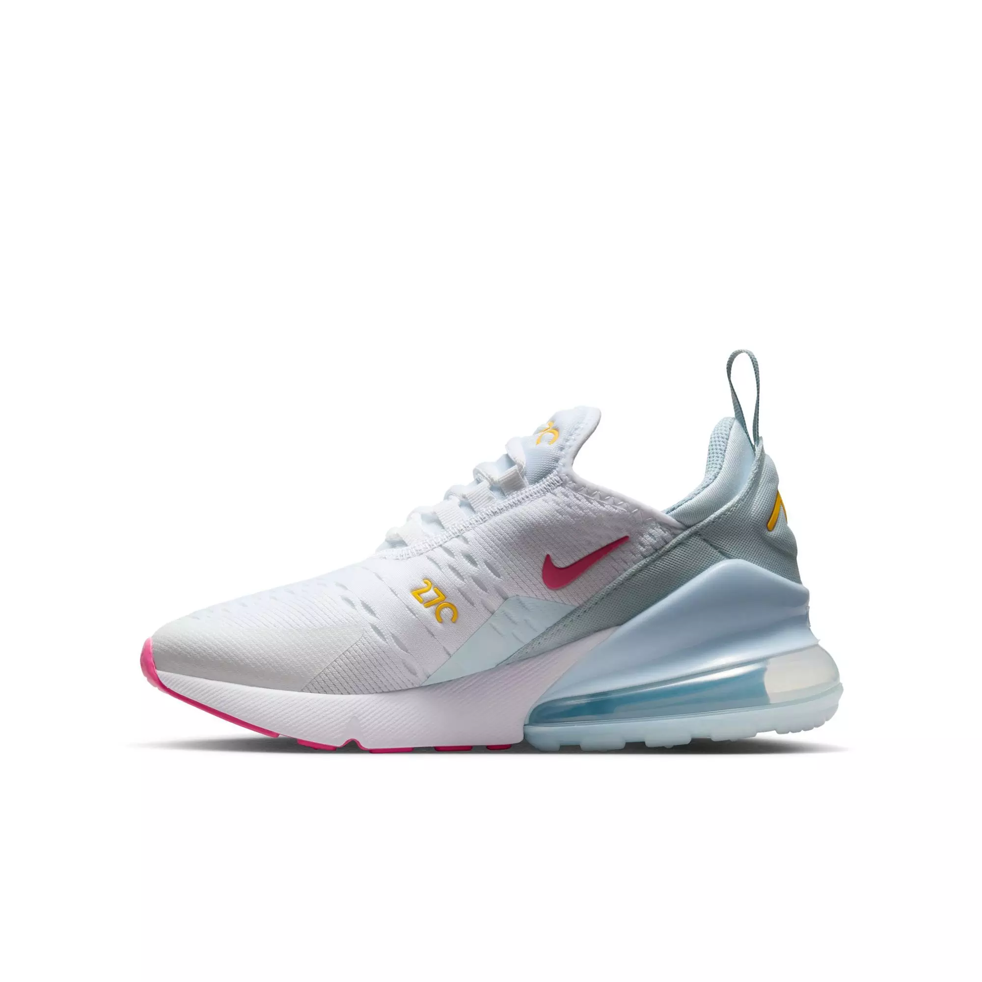 Nike Air Max 270 "White/Pinsickle/Blue Tint/Lt Armory Blue" Grade School Girls' Shoe - WHITE/BLUE