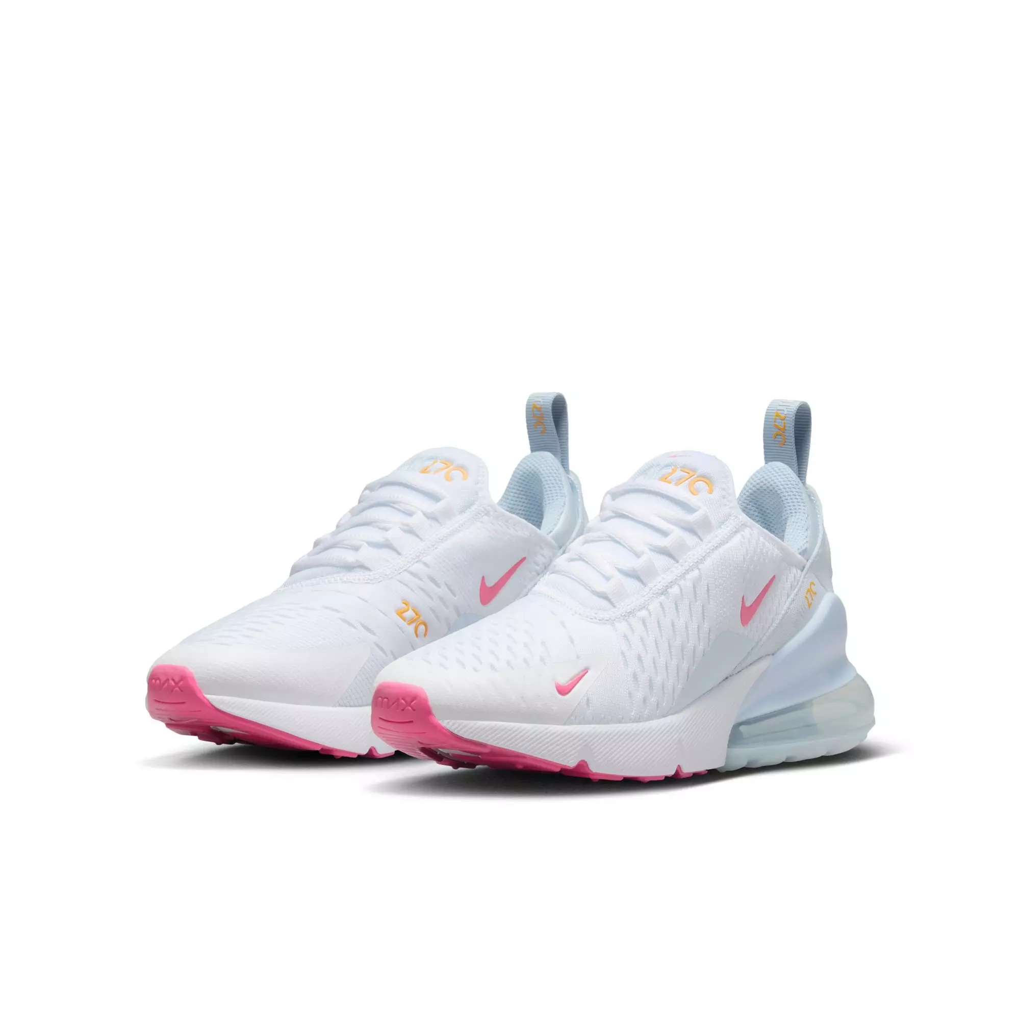 Nike Air Max 270 "White/Pinsickle/Blue Tint/Lt Armory Blue" Grade School Girls' Shoe - WHITE/BLUE
