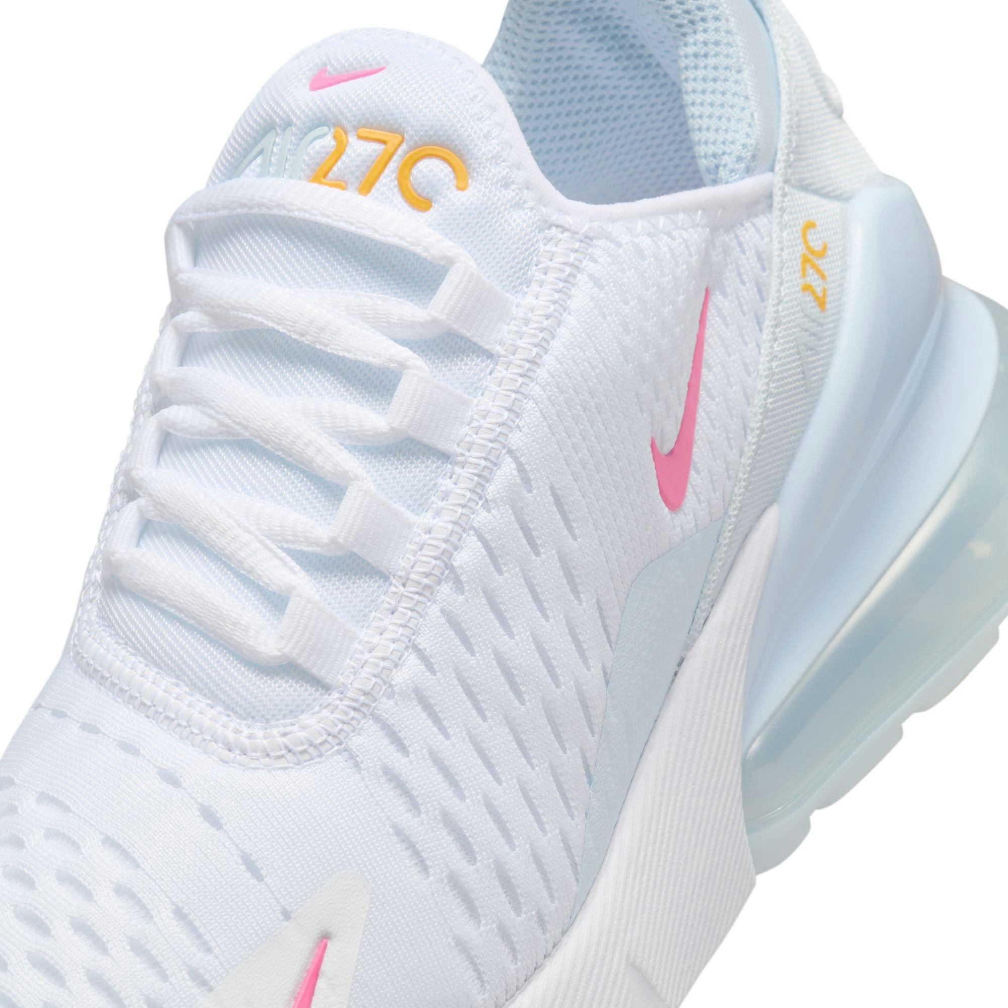 Nike Air Max 270 "White/Pinsickle/Blue Tint/Lt Armory Blue" Grade School Girls' Shoe - WHITE/BLUE Thumbnail View 9