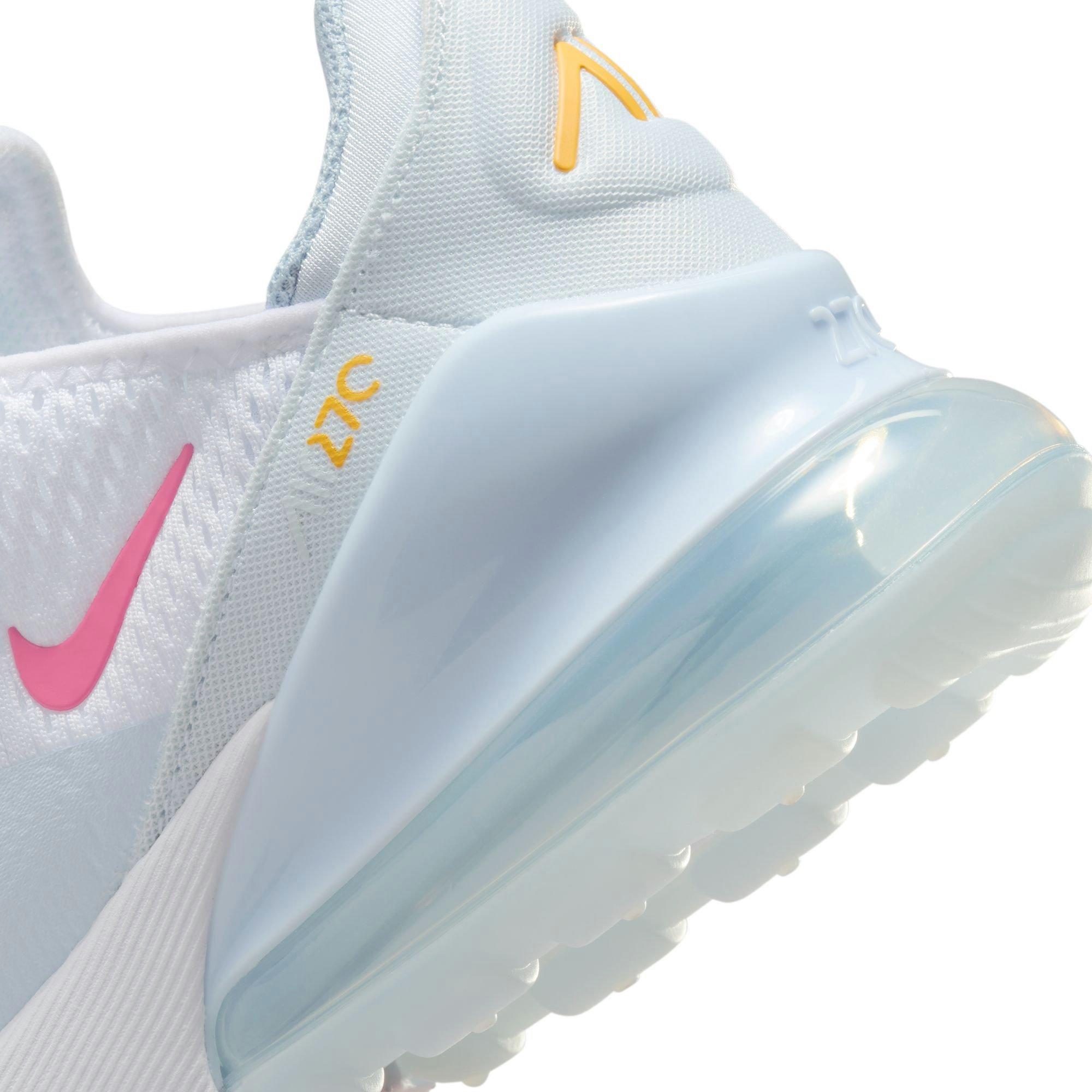 Nike Air Max 270 "White/Pinsickle/Blue Tint/Lt Armory Blue" Grade School Girls' Shoe - WHITE/BLUE Thumbnail View 10