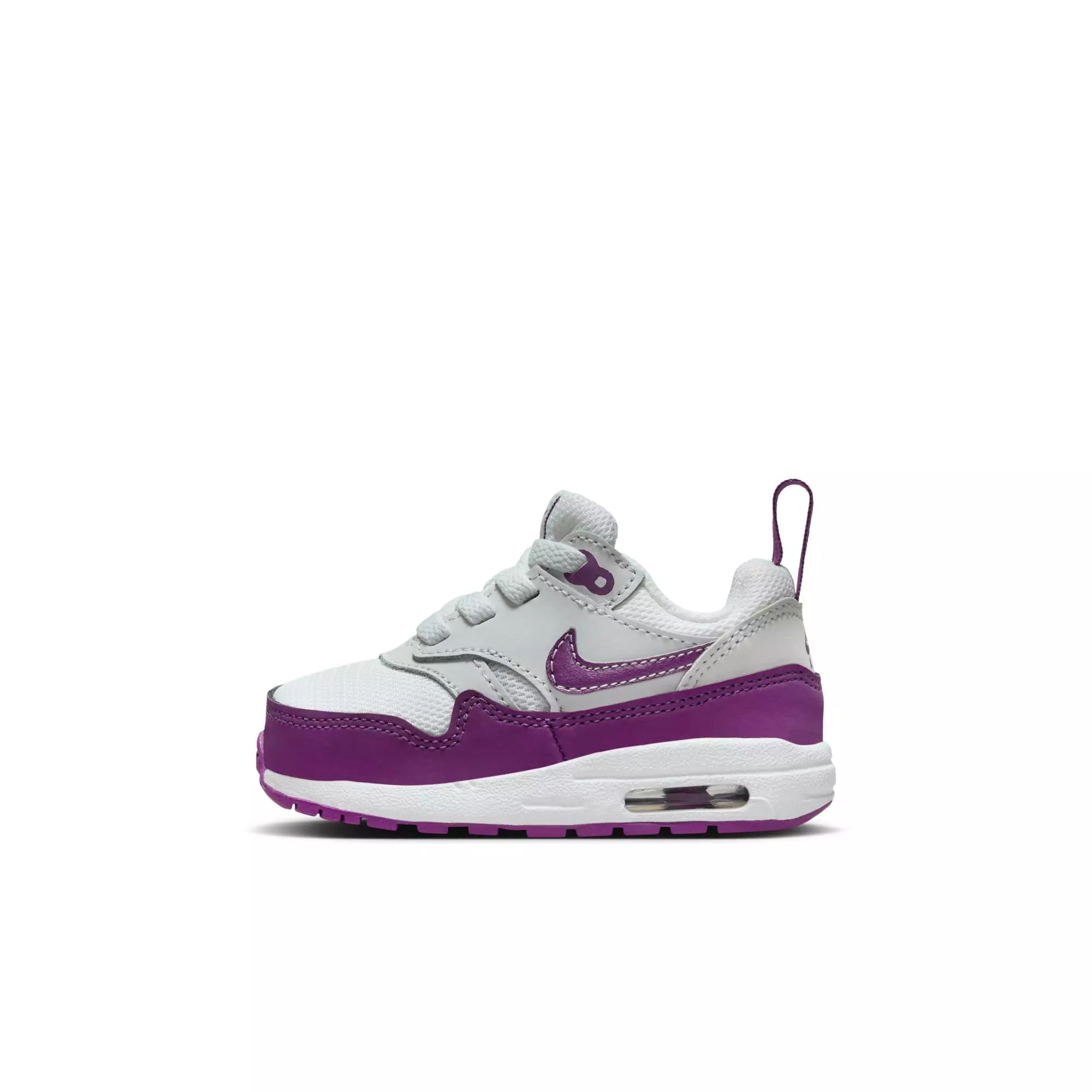 Nike Air Max 1 EasyOn "Summit White/Viotech/White" Toddler Girls' Shoe - WHITE/PURPLE