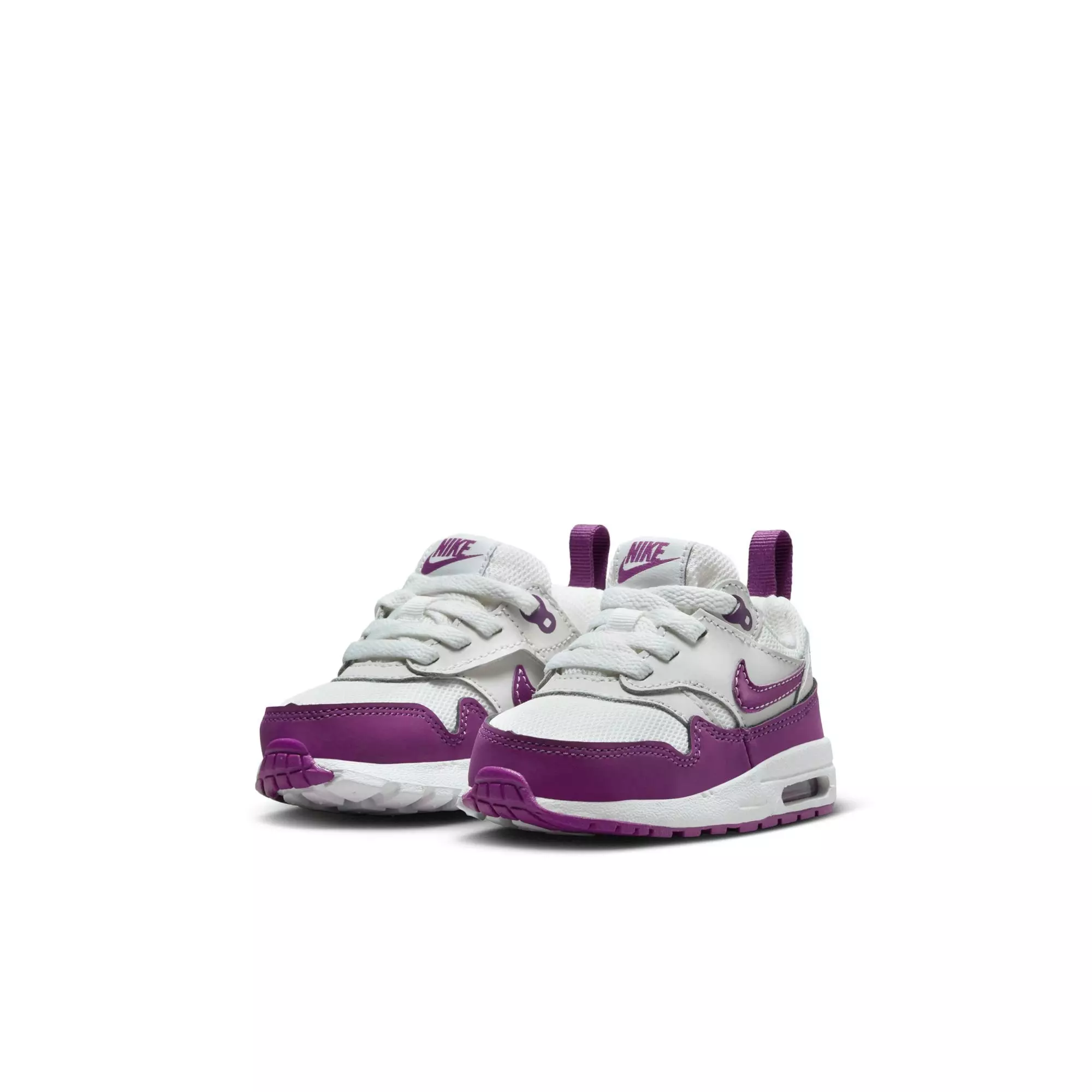 Nike Air Max 1 EasyOn "Summit White/Viotech/White" Toddler Girls' Shoe - WHITE/PURPLE