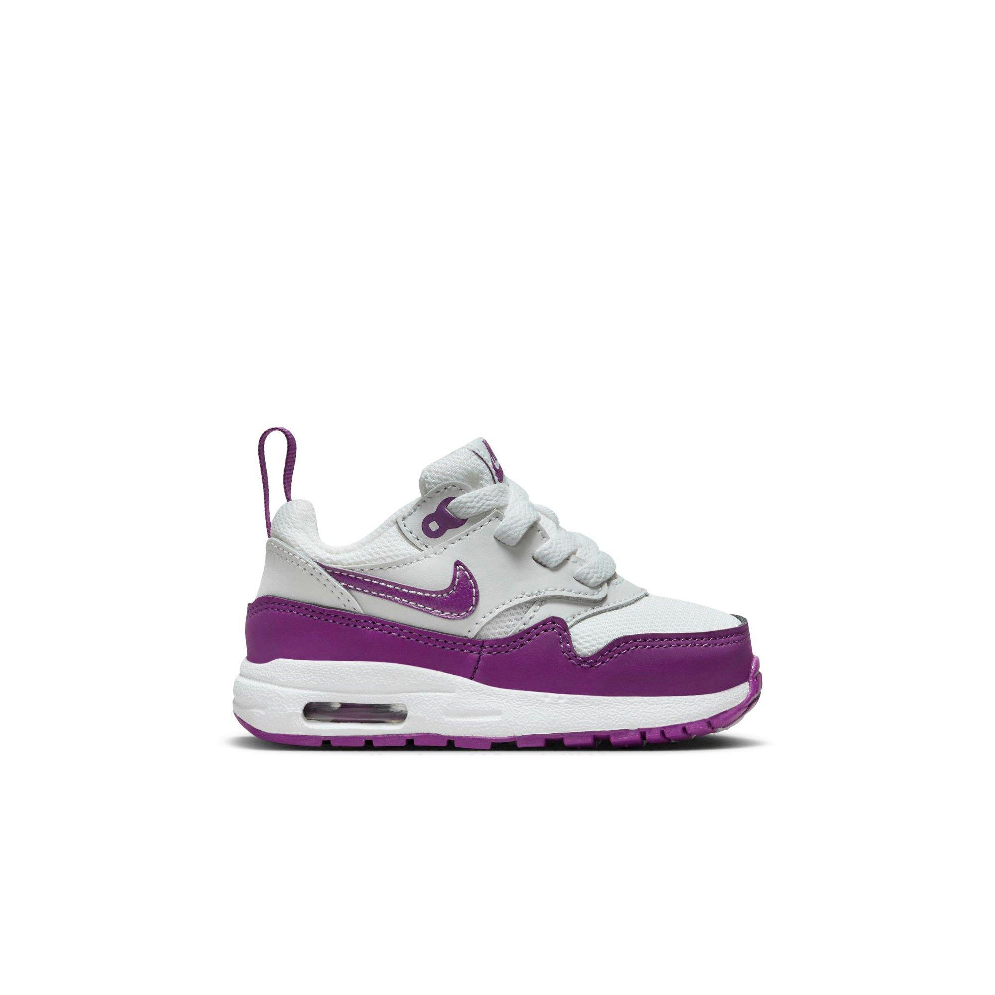 Nike Air Max 1 EasyOn "Summit White/Viotech/White" Toddler Girls' Shoe - WHITE/PURPLE